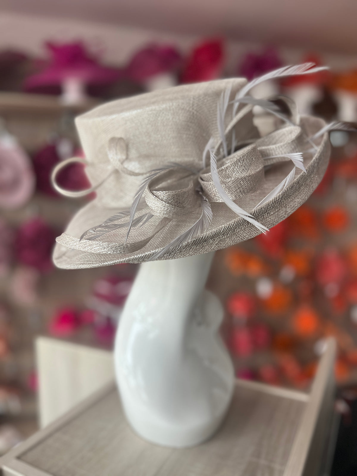 Classic Sinamay Metallic Quartz Wedding Hat-Fascinators Direct