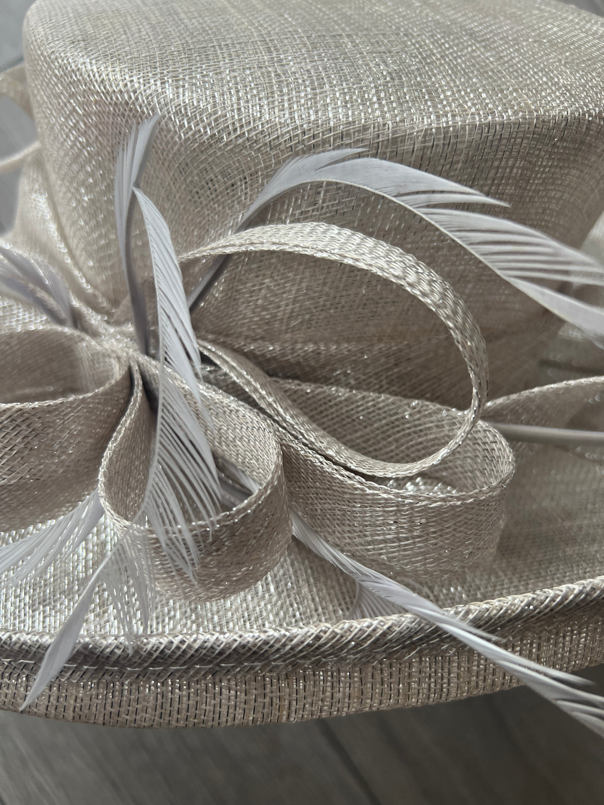 Classic Sinamay Metallic Quartz Wedding Hat-Fascinators Direct