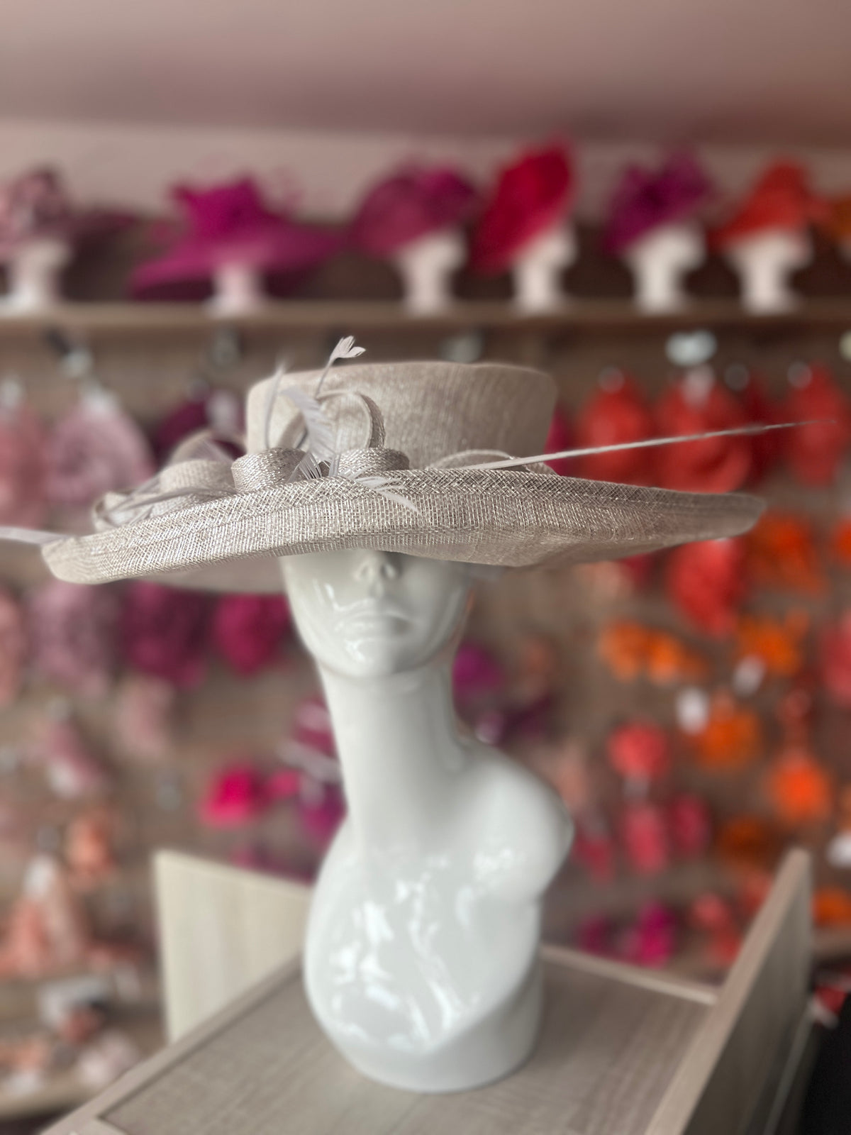 Classic Sinamay Metallic Quartz Wedding Hat-Fascinators Direct