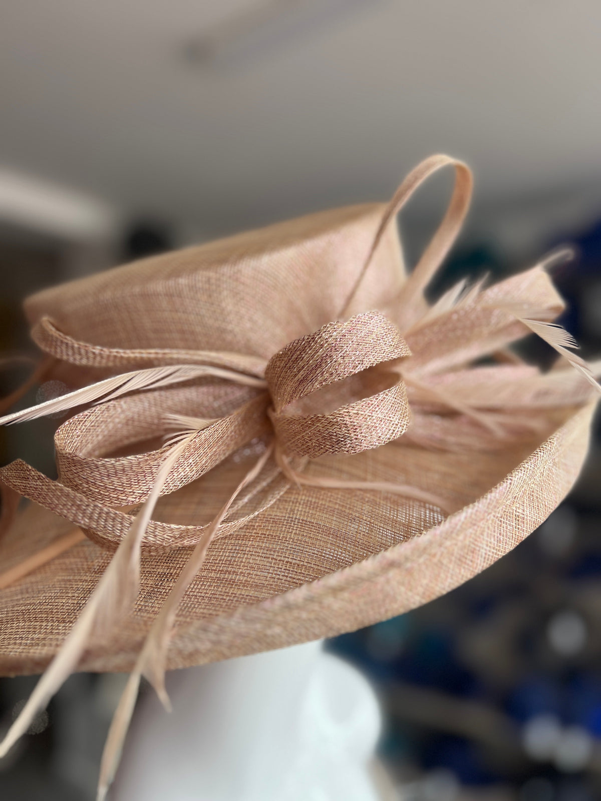 Classic Sinamay Metallic Rose Gold Wedding Hat-Fascinators Direct