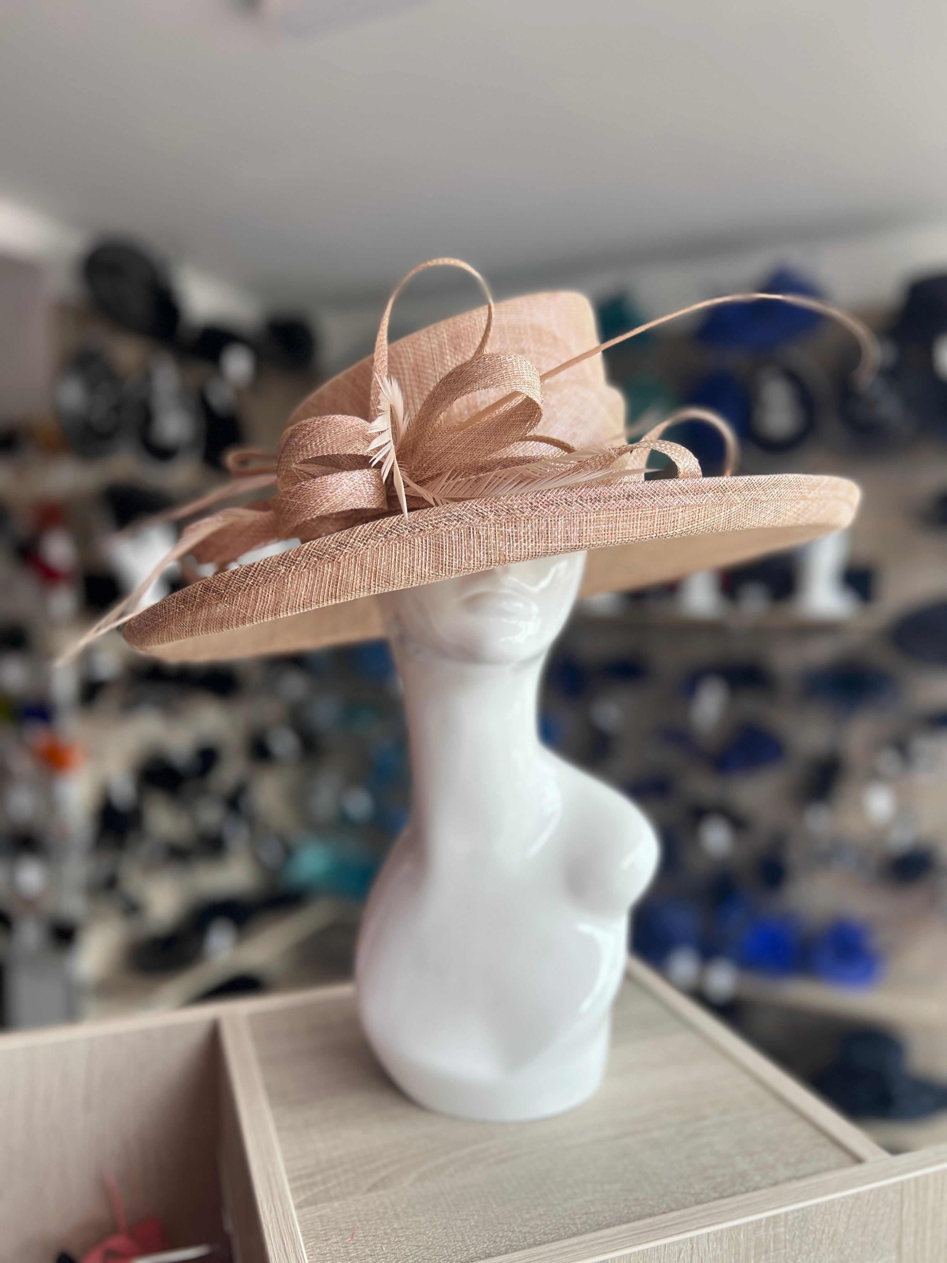 Classic Sinamay Rose Gold Wedding Hat for Weddings Occasions