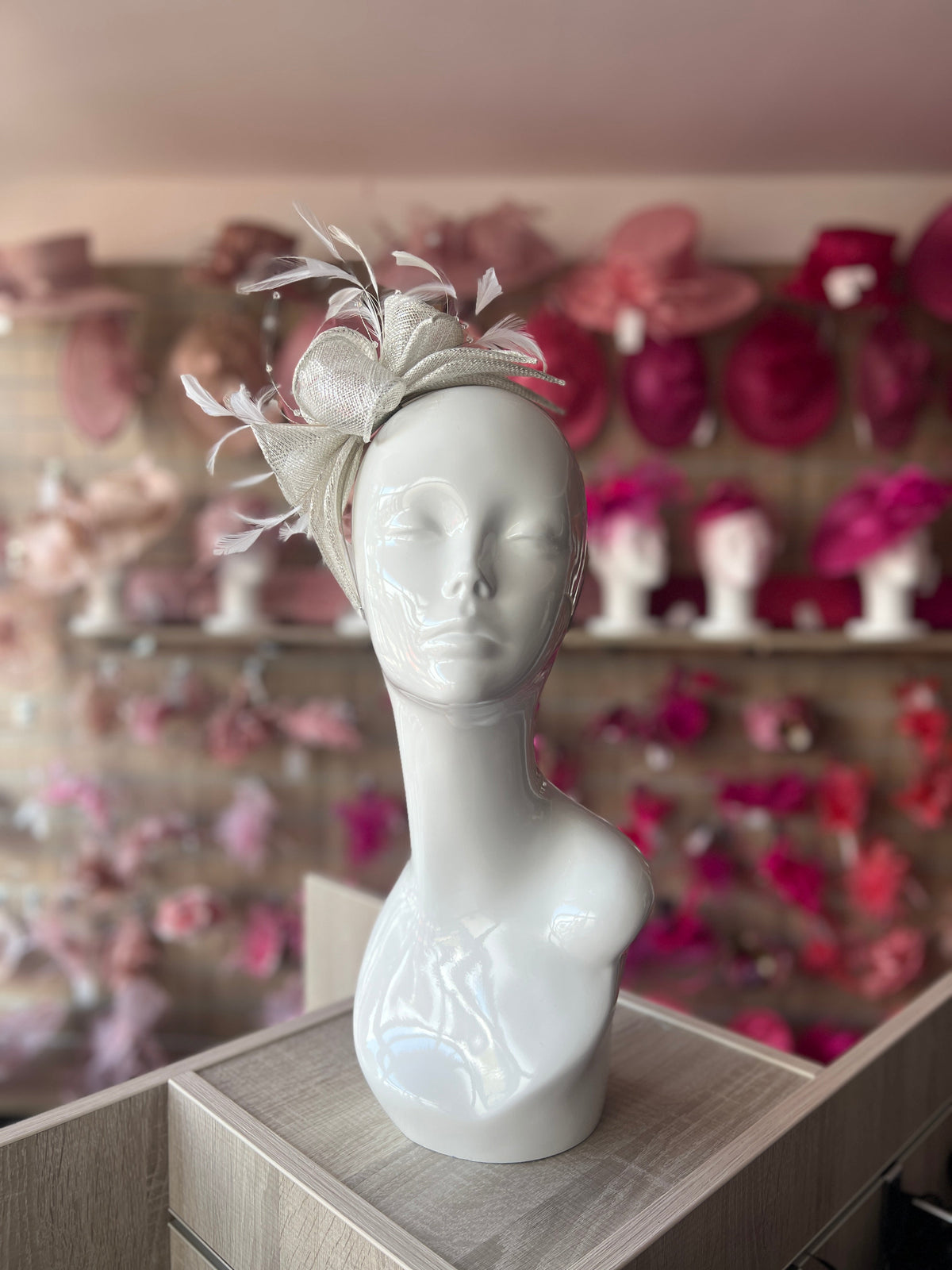 Classic Sinamay Metallic White Fascinator-Fascinators Direct