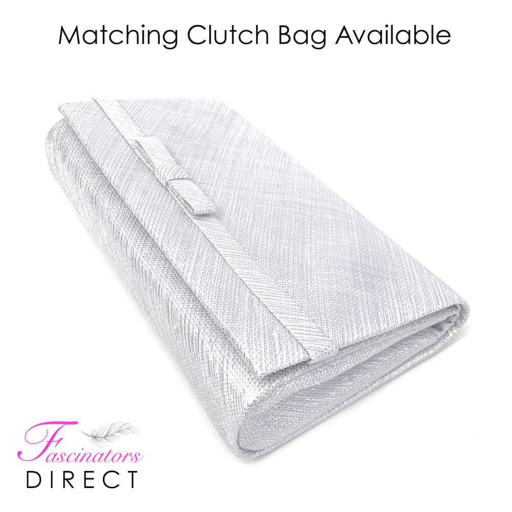 Classic Sinamay Metallic White Fascinator-Fascinators Direct