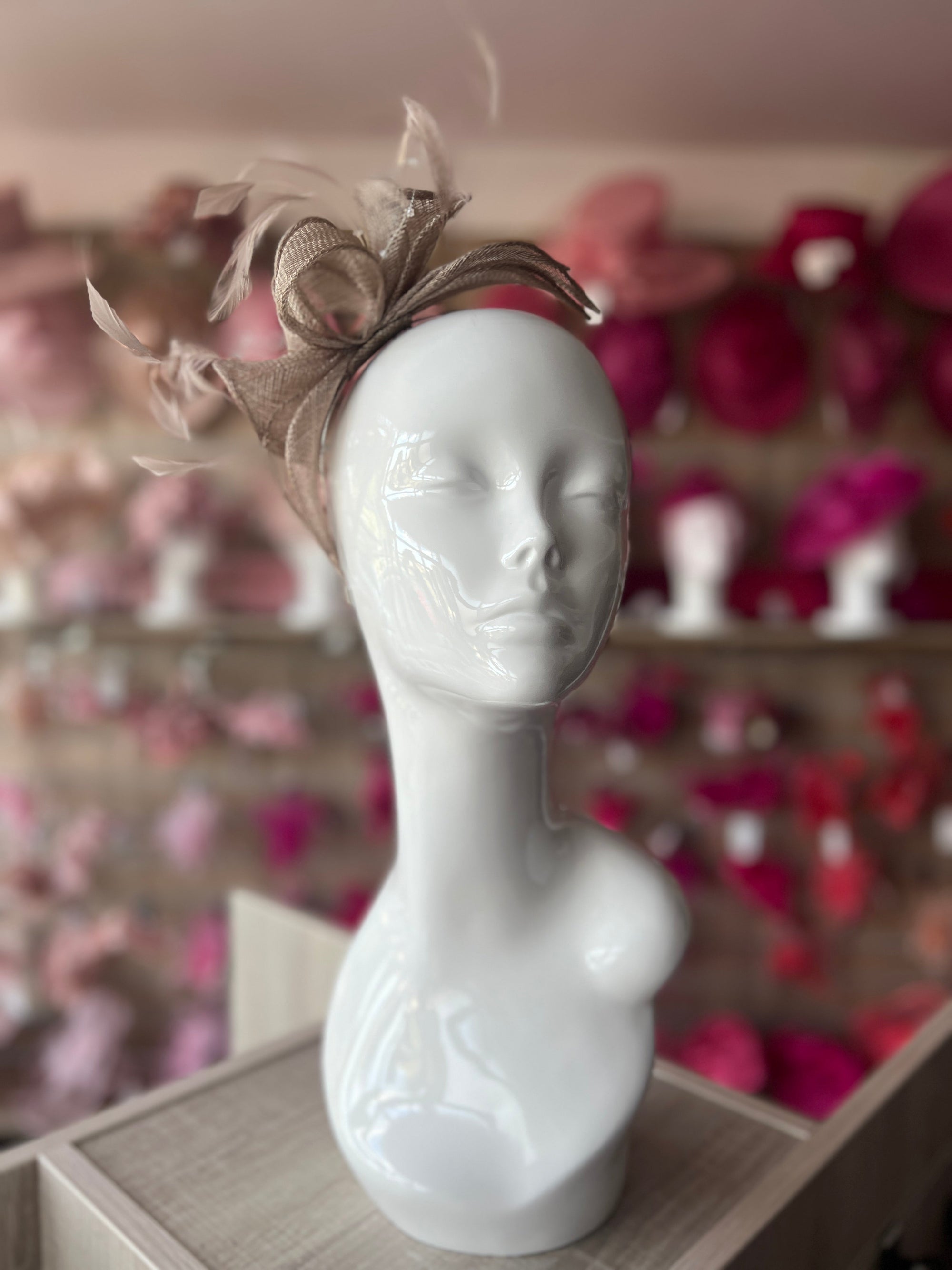 Classic Sinamay Mink Fascinator-Fascinators Direct