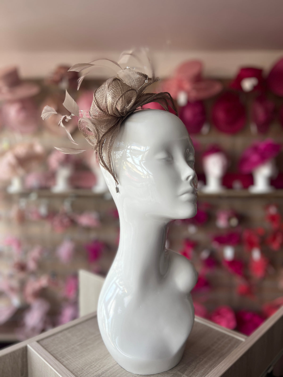 Classic Sinamay Mink Fascinator-Fascinators Direct