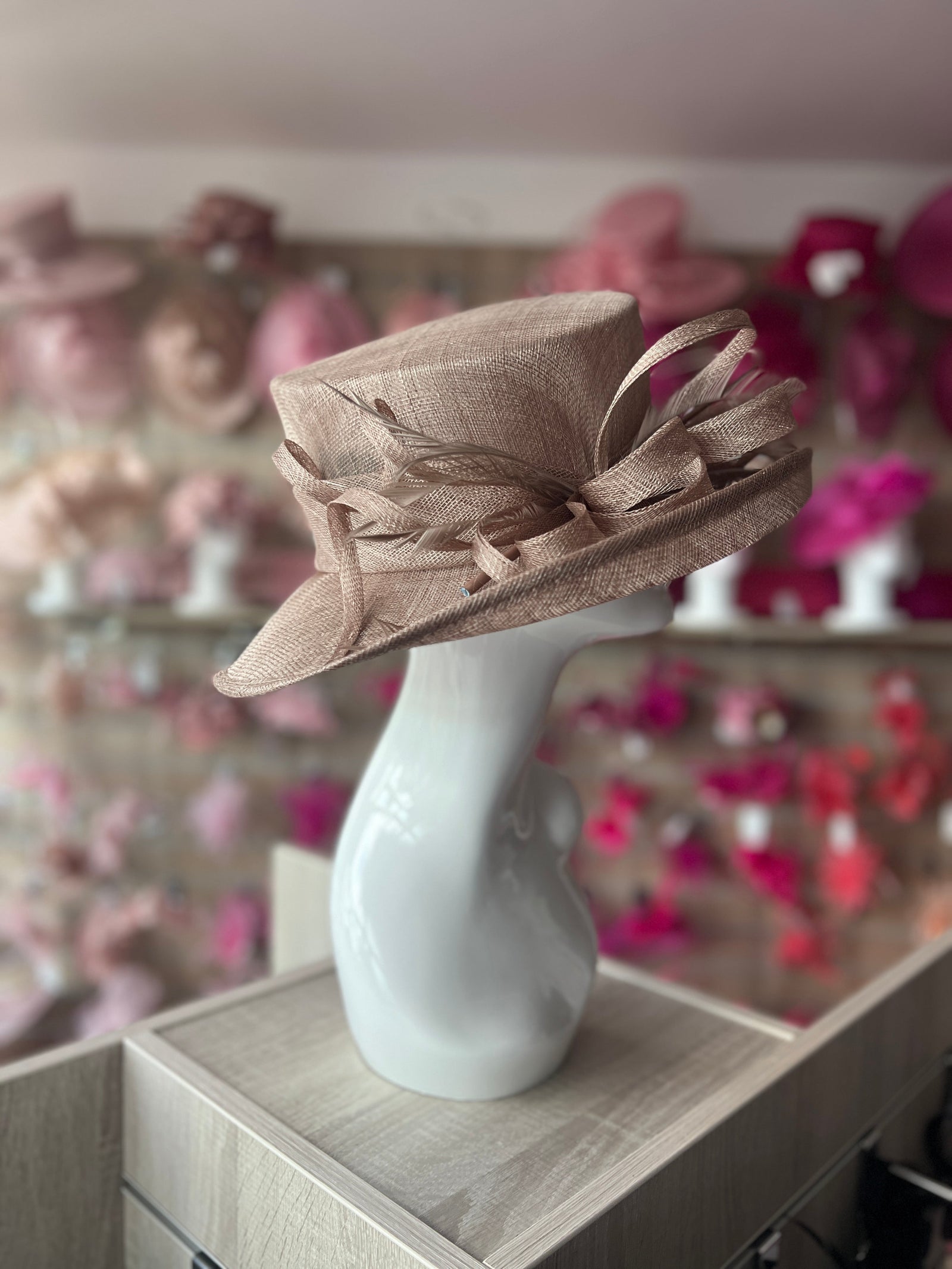 Classic Sinamay Mink Wedding Hat-Fascinators Direct