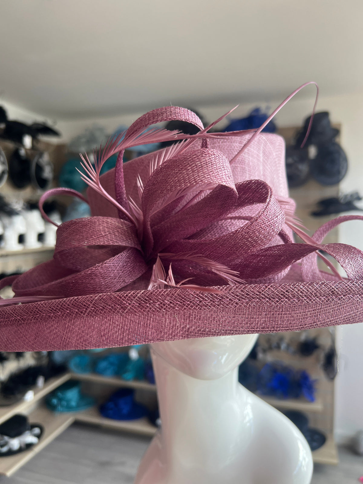 Classic Sinamay Mulberry Wedding Hat-Fascinators Direct
