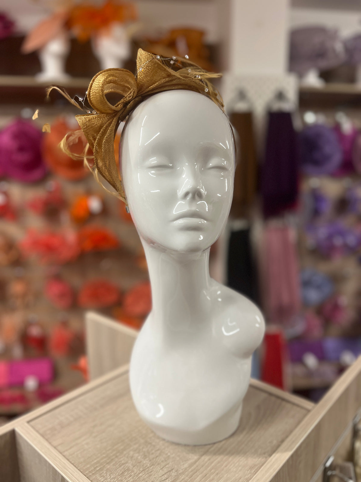 Classic Sinamay Mustard Fascinator-Fascinators Direct