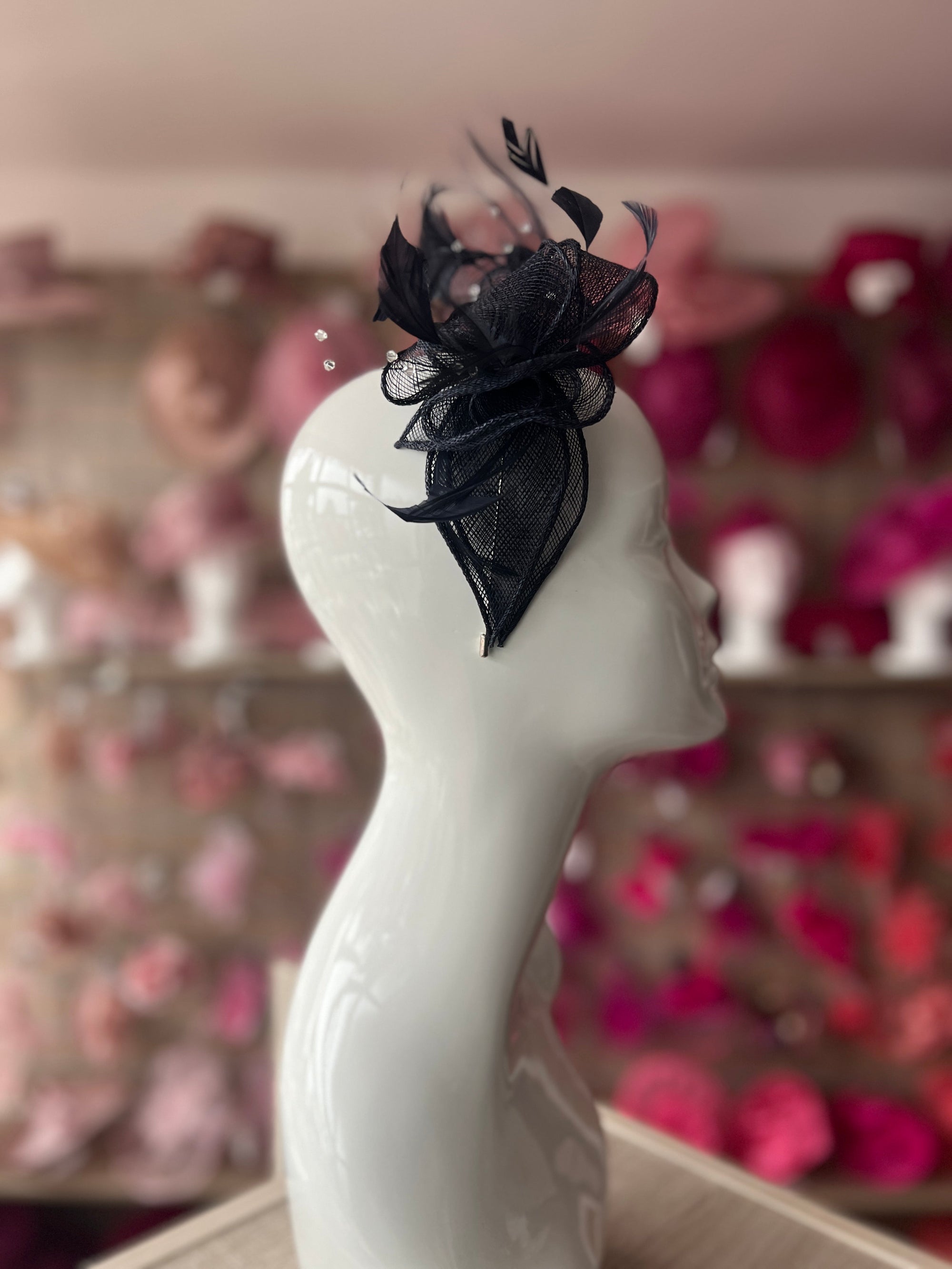 Classic Sinamay Navy Fascinator-Fascinators Direct