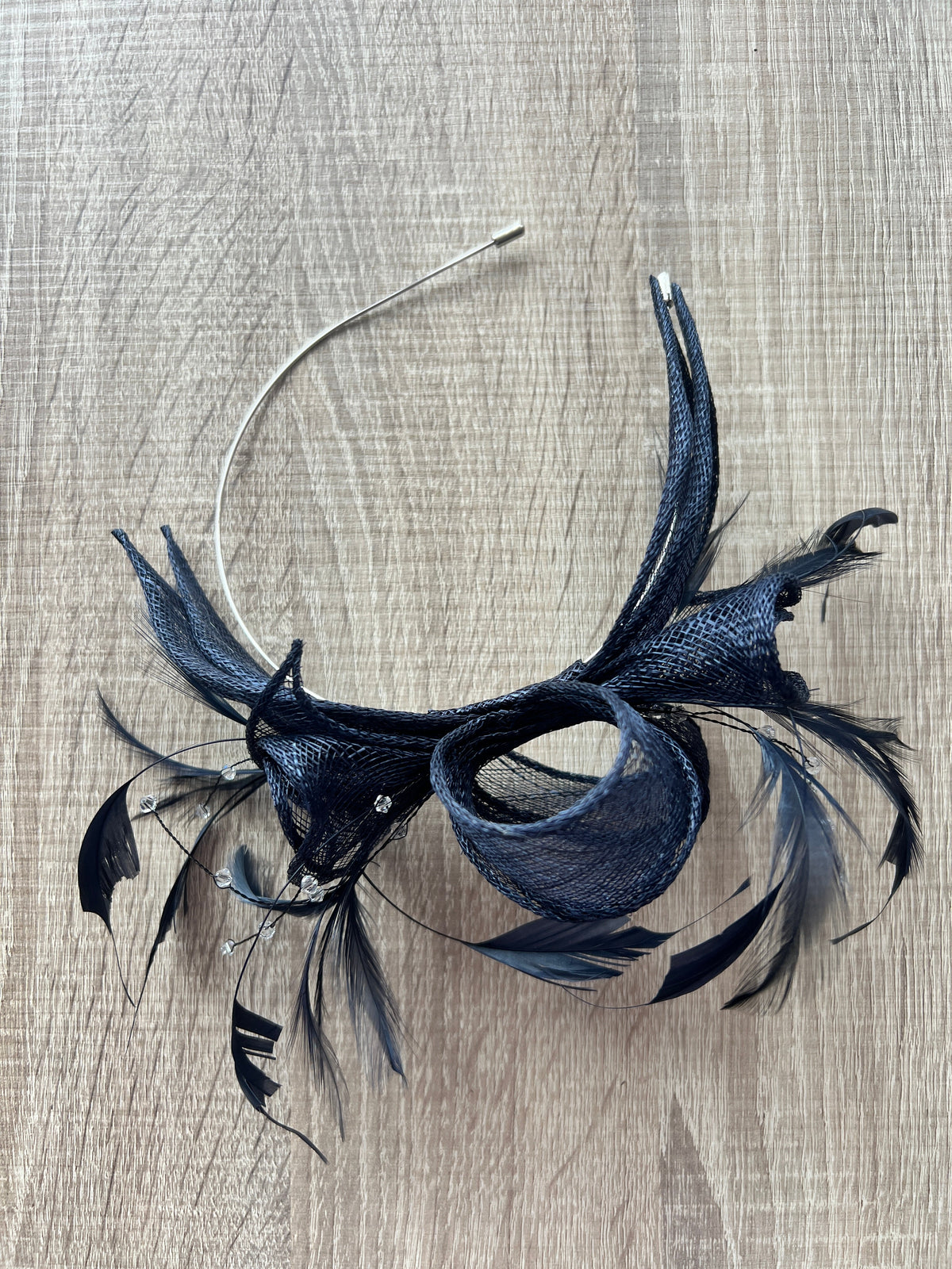 Classic Sinamay Navy Fascinator-Fascinators Direct