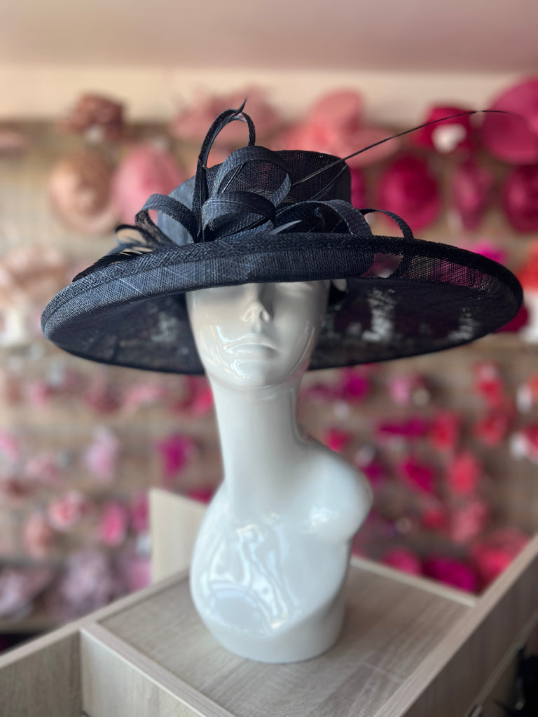 Classic Sinamay Navy Wedding Hat for Weddings, Race Days Ascot