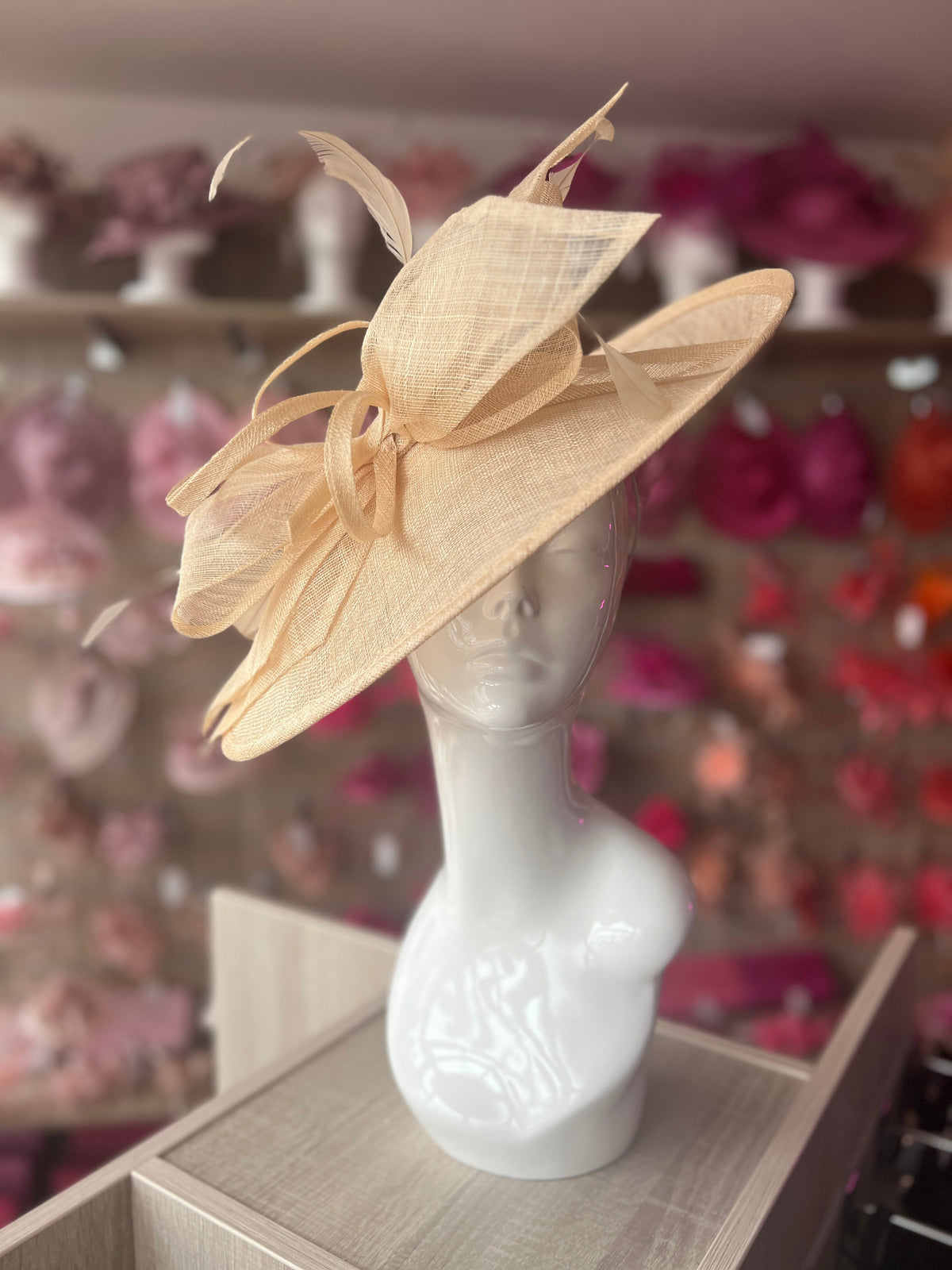 Classic Sinamay Nude Hatinator with Bow-Fascinators Direct