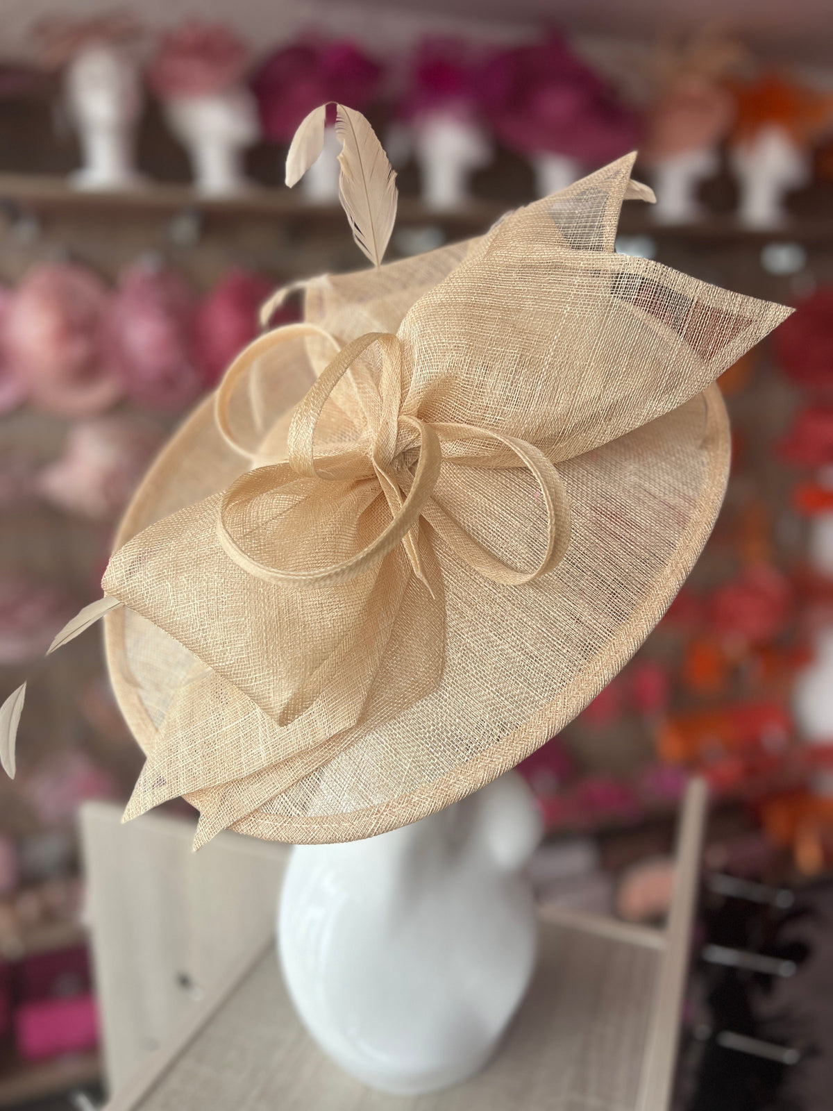 Classic Sinamay Nude Hatinator with Bow-Fascinators Direct