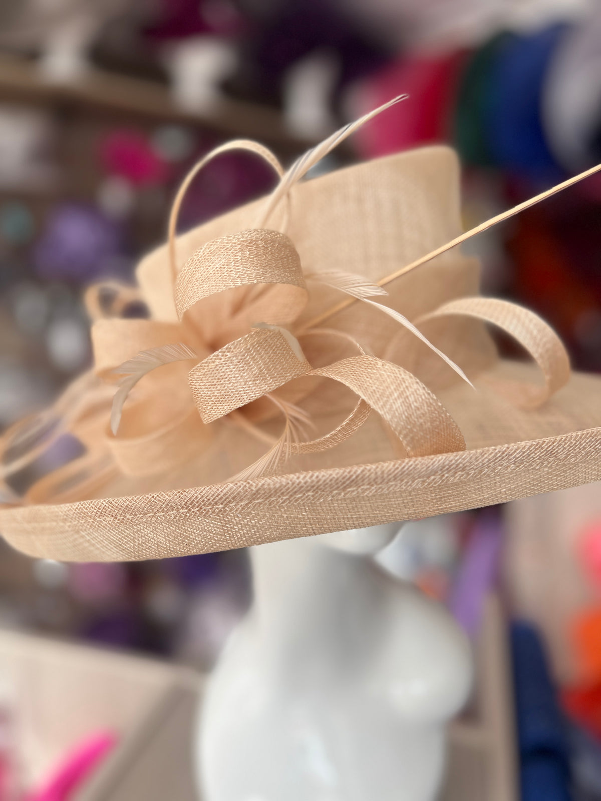 Classic Sinamay Nude Wedding Hat-Fascinators Direct