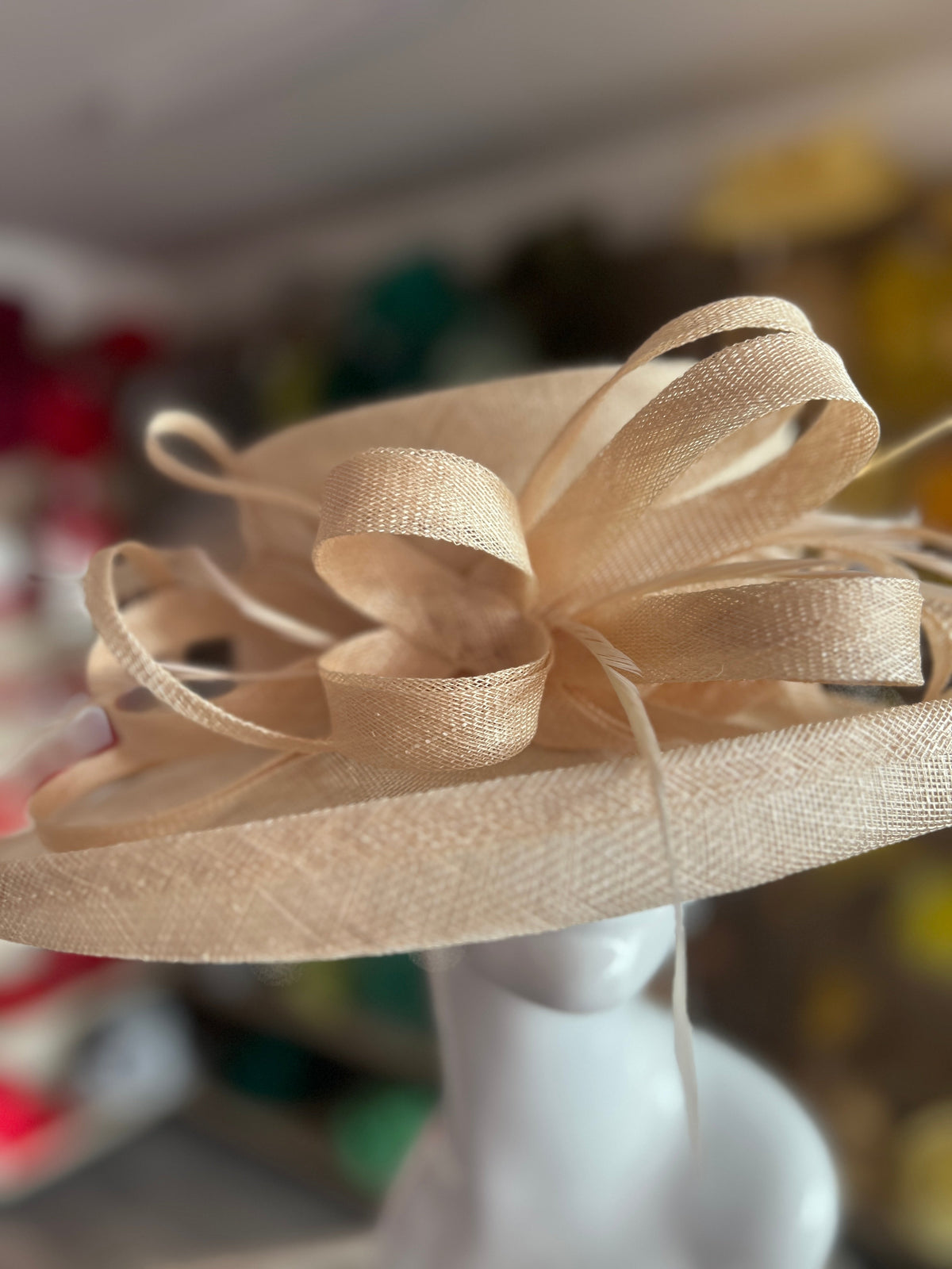 Classic Sinamay Nude Wedding Hat-Fascinators Direct
