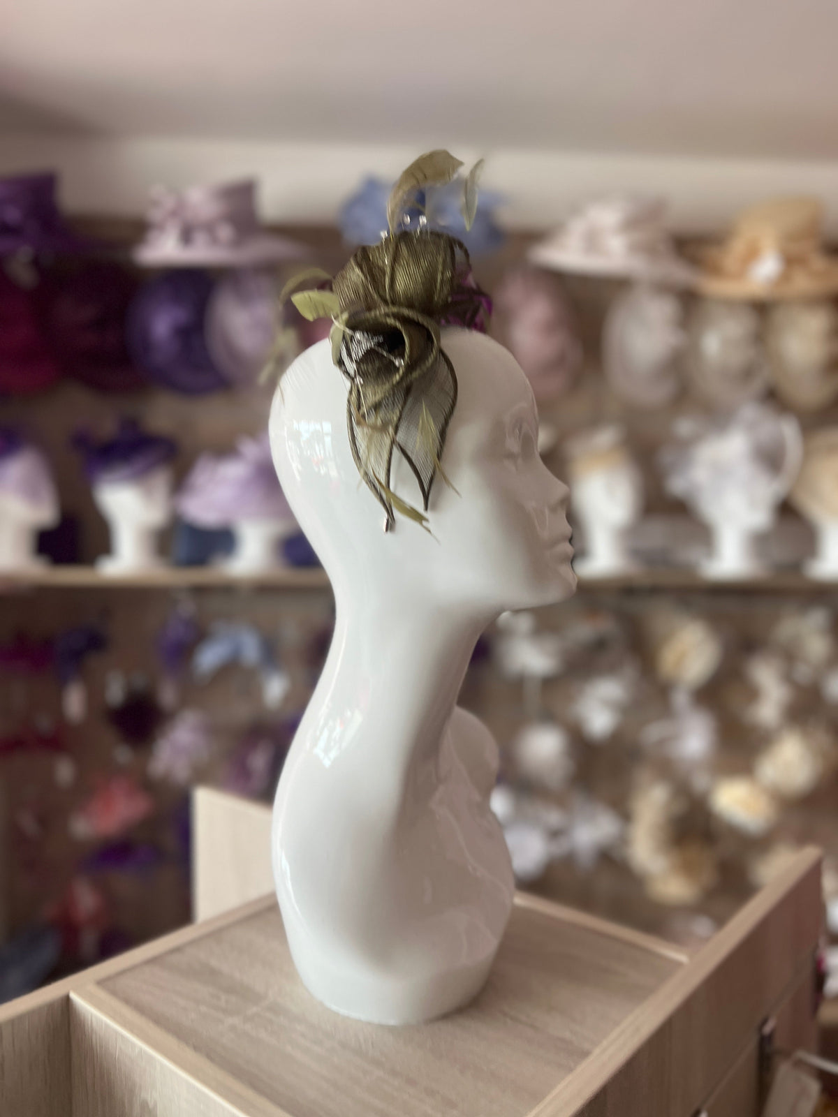 Classic Sinamay Olive Fascinator-Fascinators Direct
