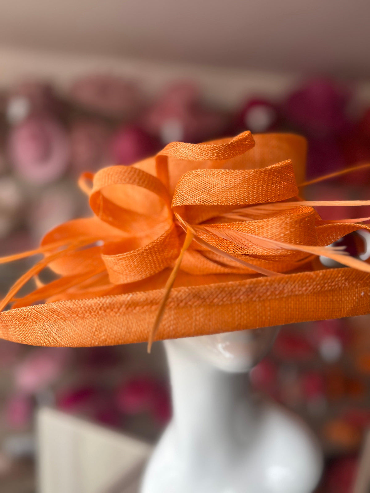 Classic Sinamay Orange Wedding Hat-Fascinators Direct
