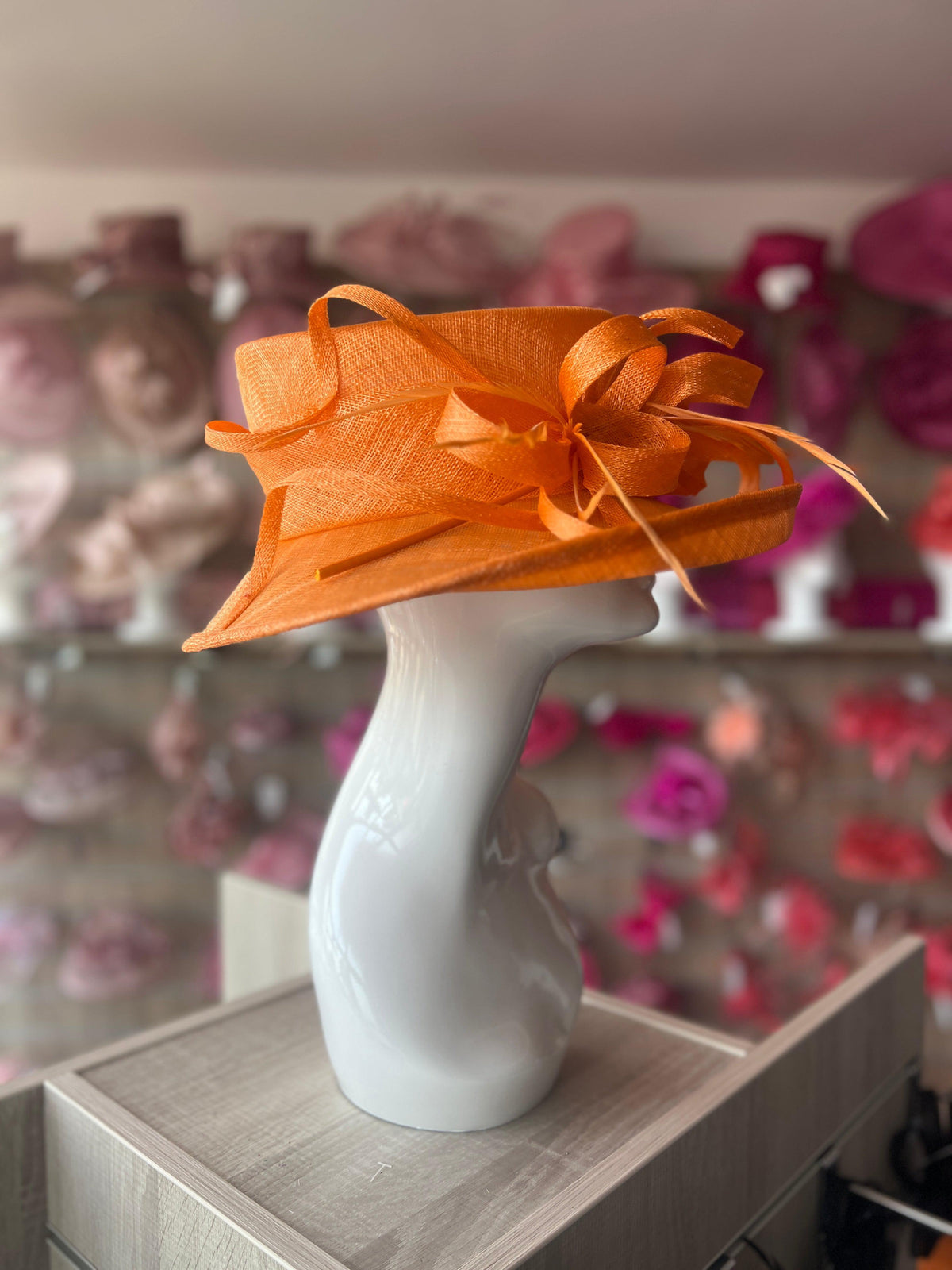 Classic Sinamay Orange Wedding Hat-Fascinators Direct
