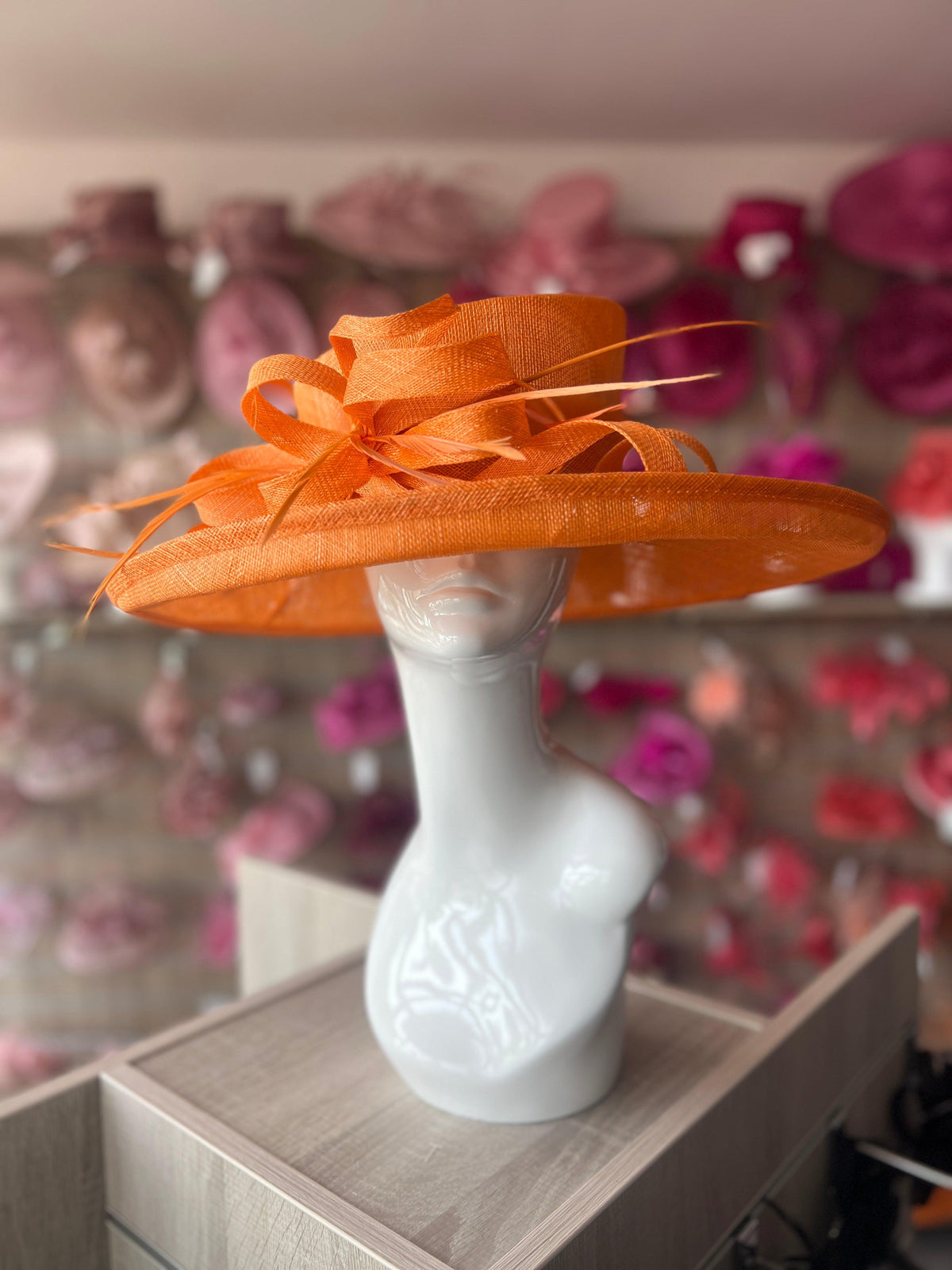 Classic Sinamay Orange Wedding Hat-Fascinators Direct