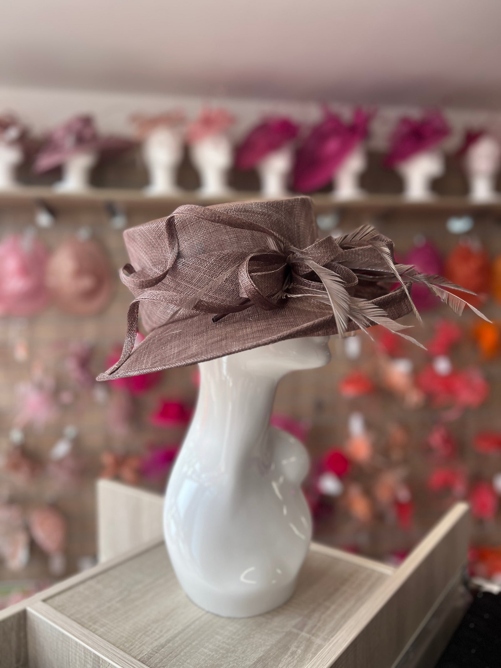 Classic Sinamay Otter Wedding Hat-Fascinators Direct