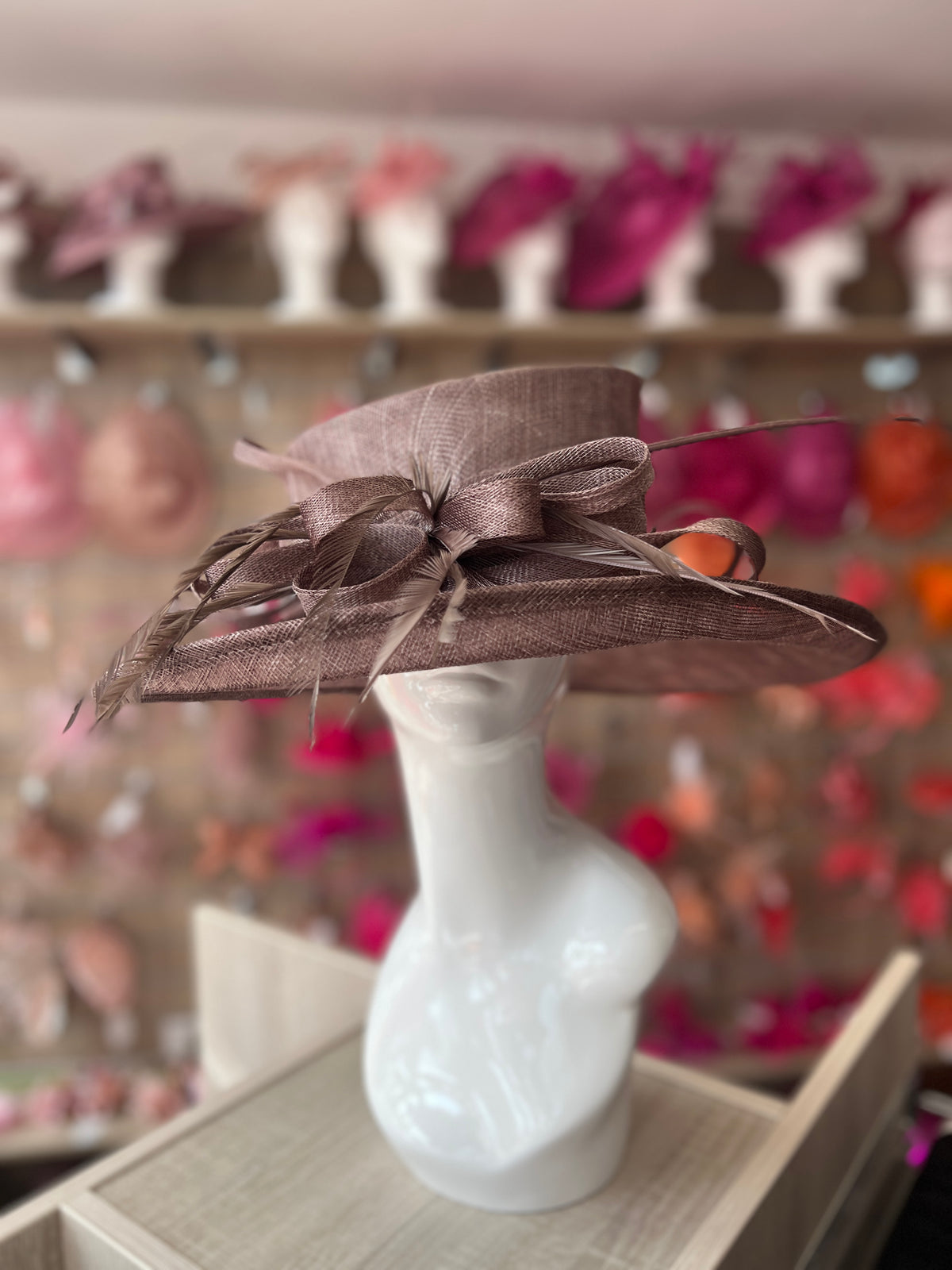 Classic Sinamay Otter Wedding Hat-Fascinators Direct