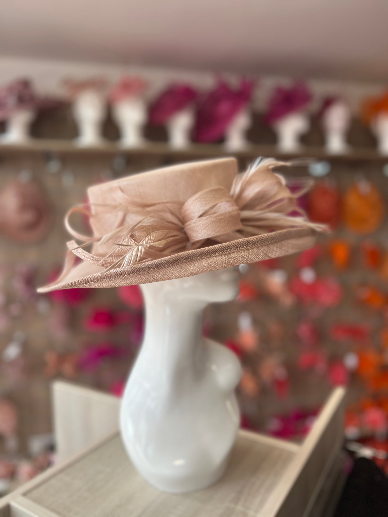 Classic Sinamay Oyster Wedding Hat-Fascinators Direct