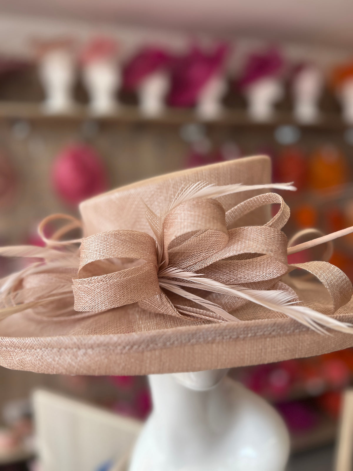 Classic Sinamay Oyster Wedding Hat-Fascinators Direct