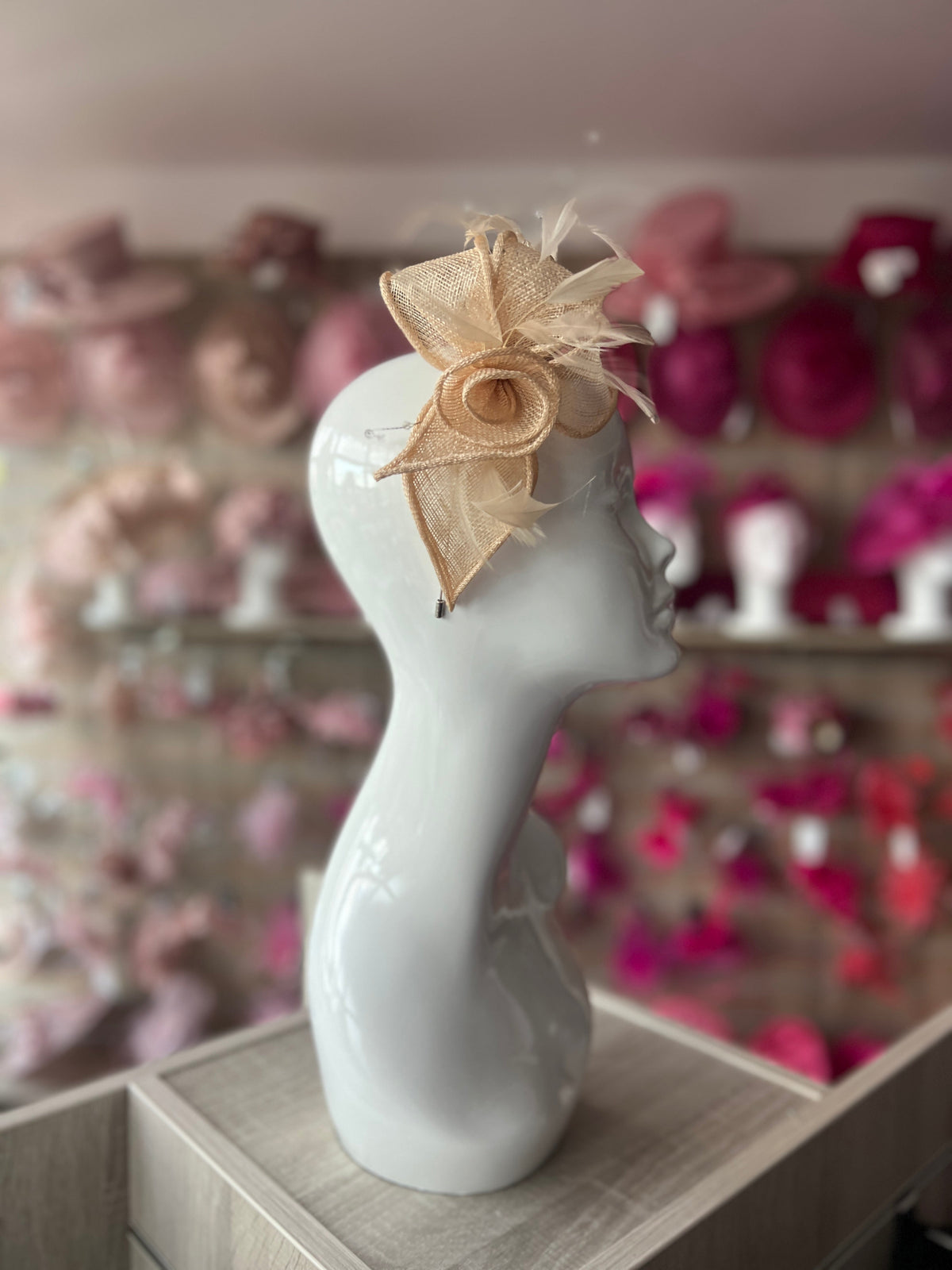 Classic Sinamay Pale Gold Fascinator-Fascinators Direct