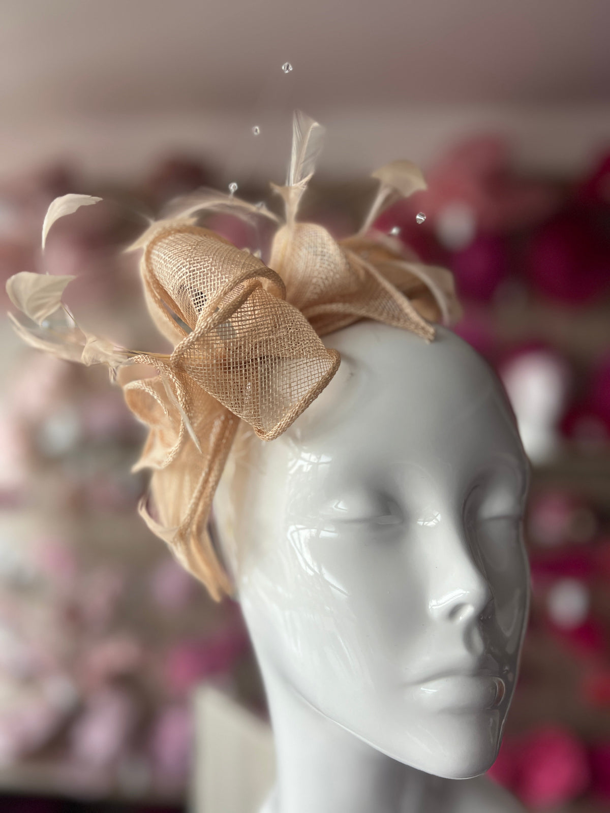 Classic Sinamay Pale Gold Fascinator-Fascinators Direct