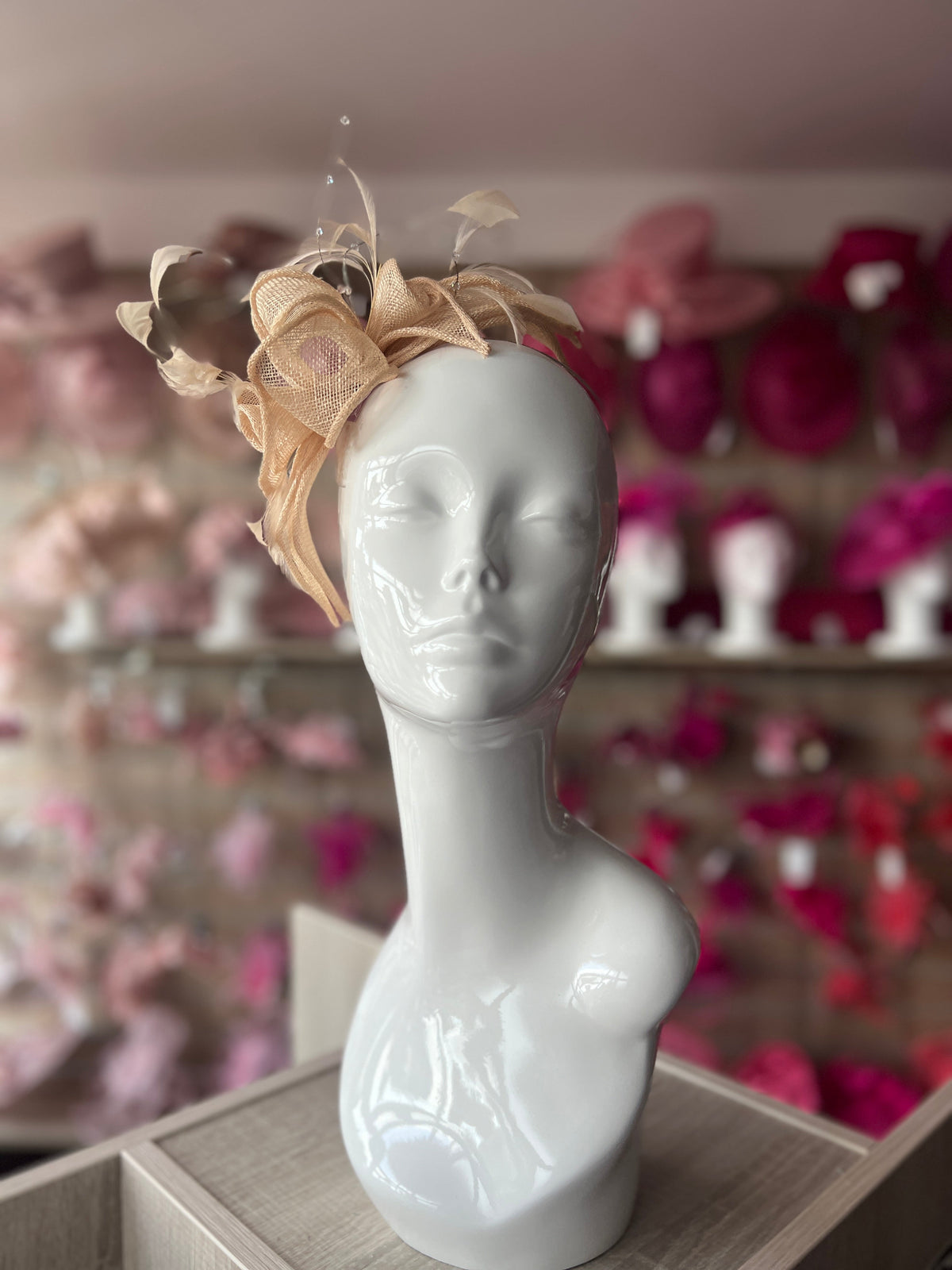 Classic Sinamay Pale Gold Fascinator-Fascinators Direct