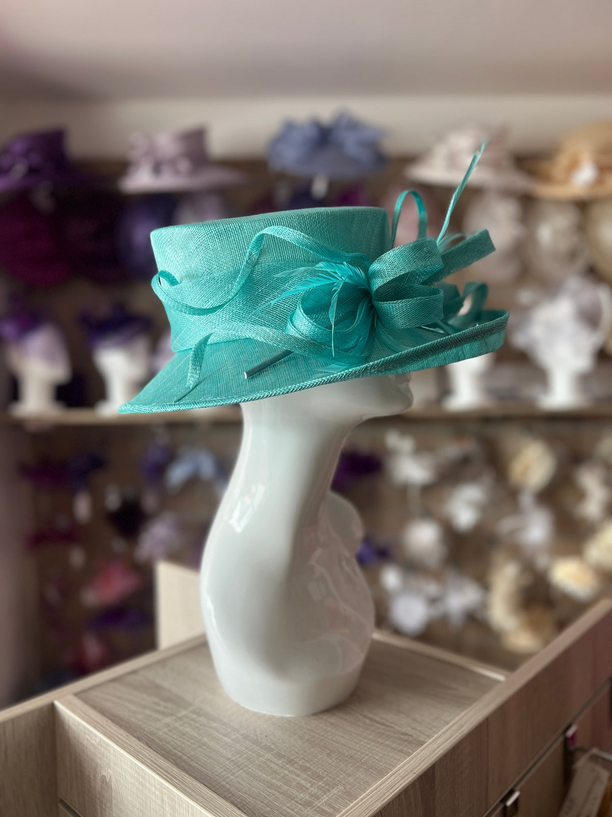 Classic Sinamay Peacock Wedding Hat-Fascinators Direct