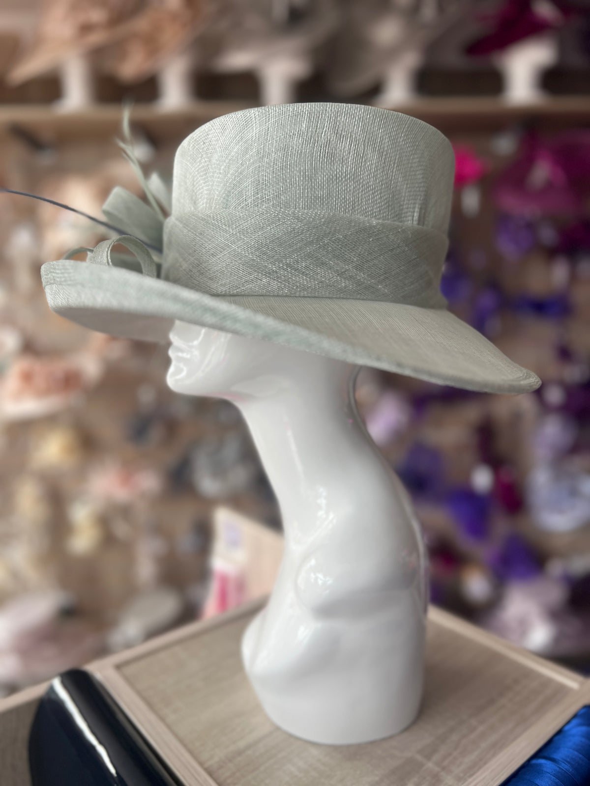 Classic Sinamay Peppermint Wedding Hat-Fascinators Direct