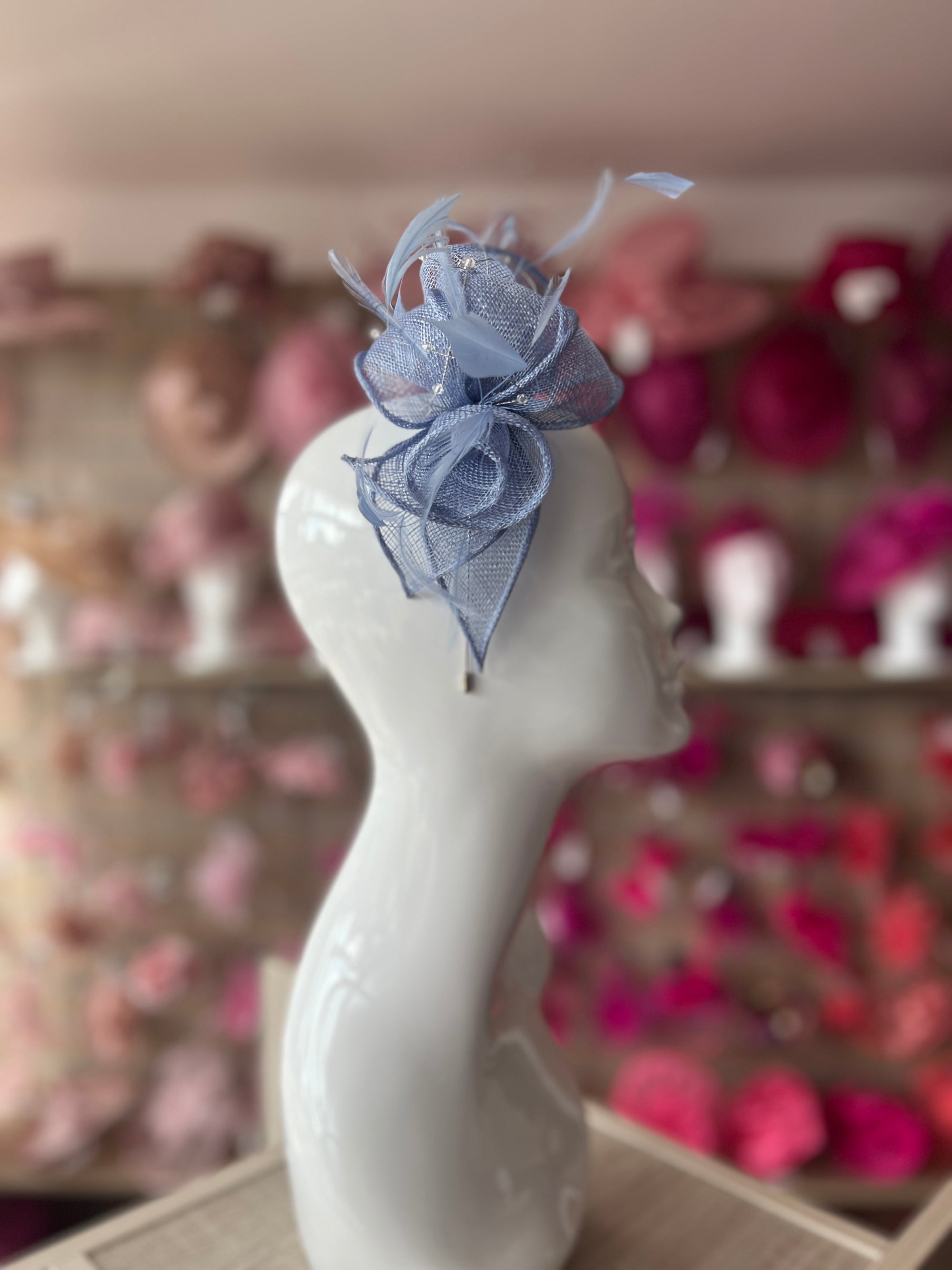 Classic Sinamay Periwinkle Fascinator-Fascinators Direct