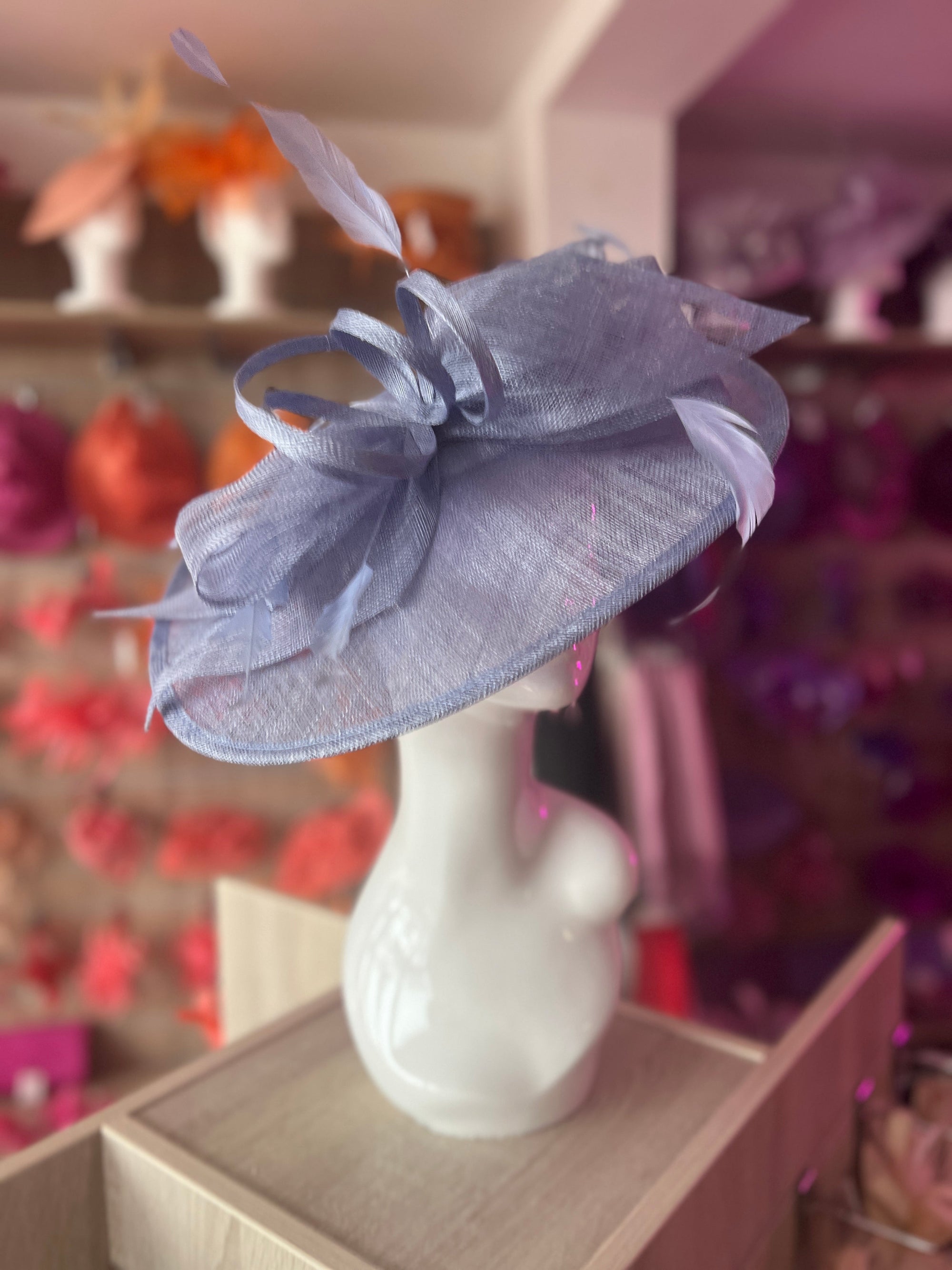 Classic Sinamay Periwinkle Hatinator with Bow-Fascinators Direct