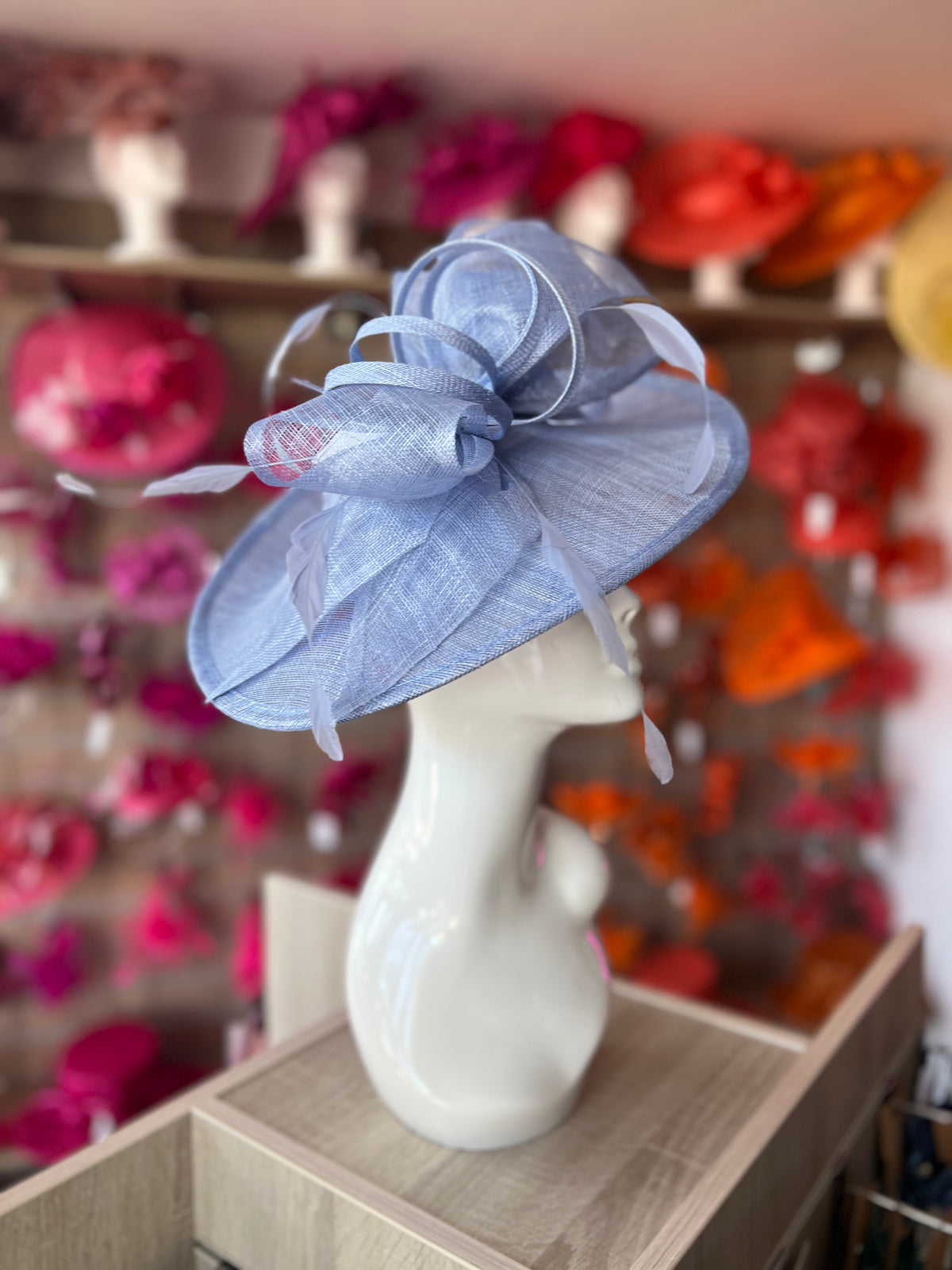 Classic Sinamay Periwinkle Hatinator with Bow-Fascinators Direct