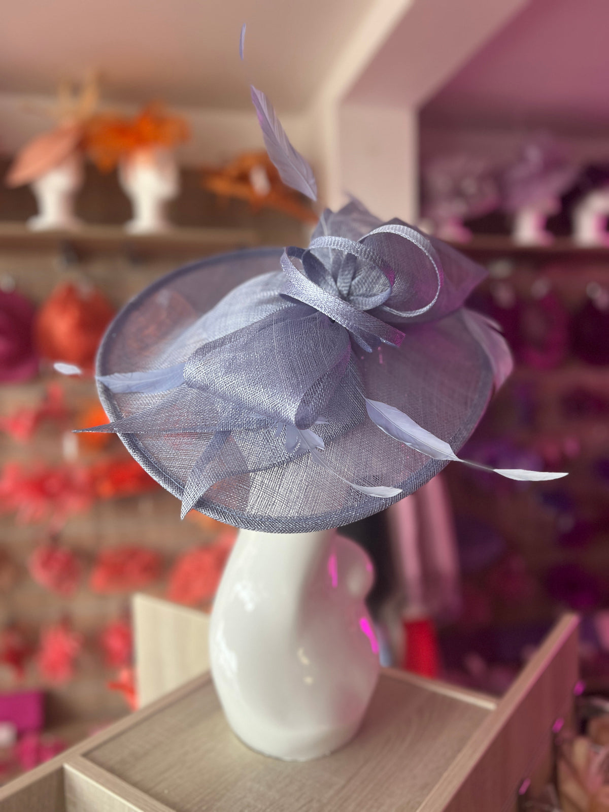 Classic Sinamay Periwinkle Hatinator with Bow-Fascinators Direct