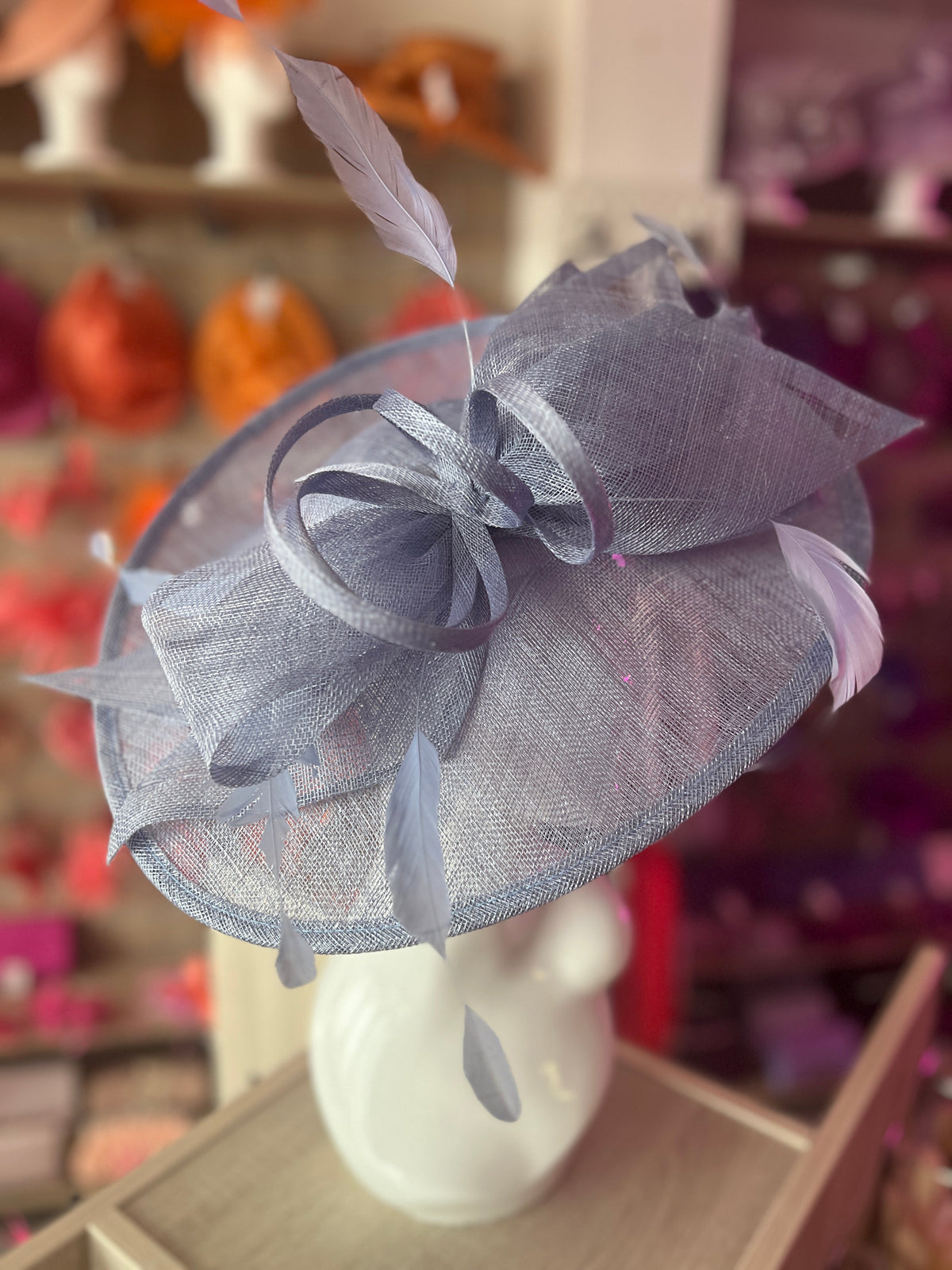 Classic Sinamay Periwinkle Hatinator with Bow-Fascinators Direct