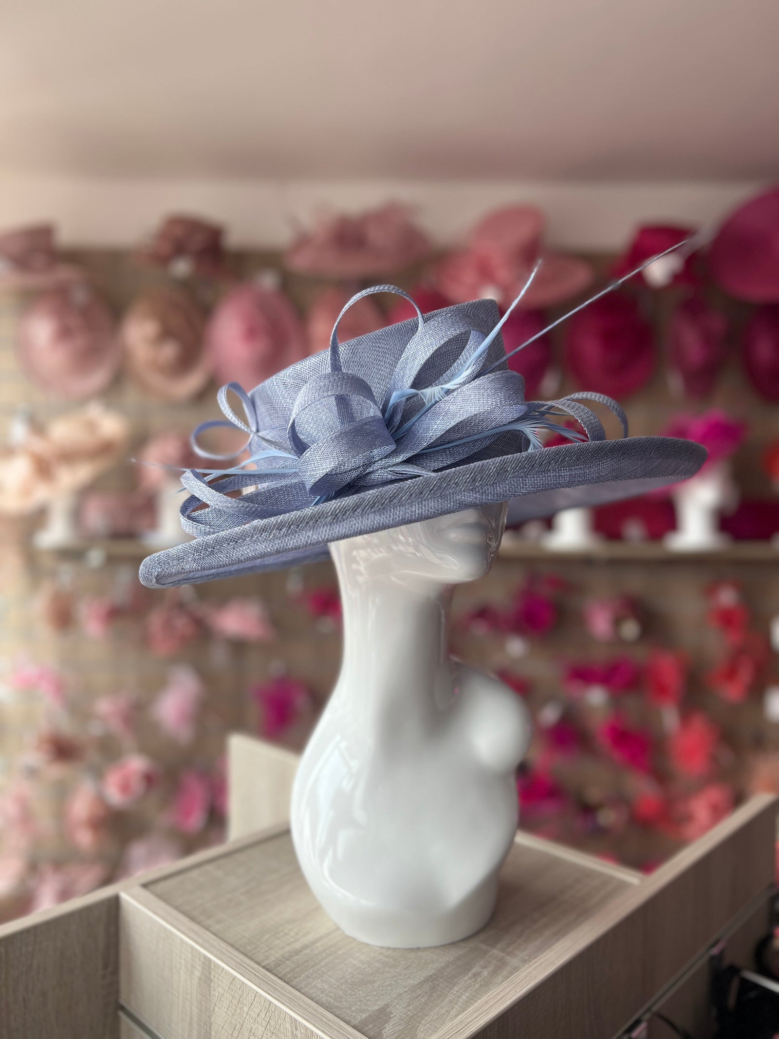 Classic Sinamay Periwinkle Wedding Hat-Fascinators Direct