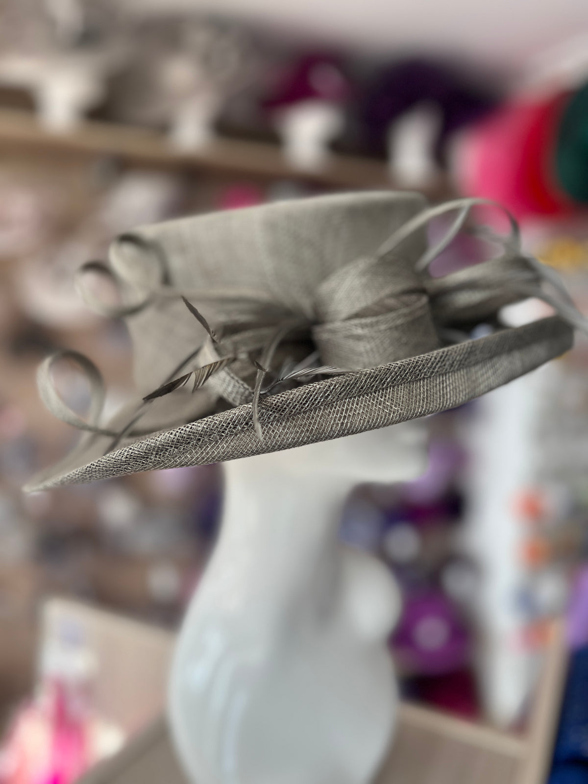 Classic Sinamay Pewter Wedding Hat-Fascinators Direct