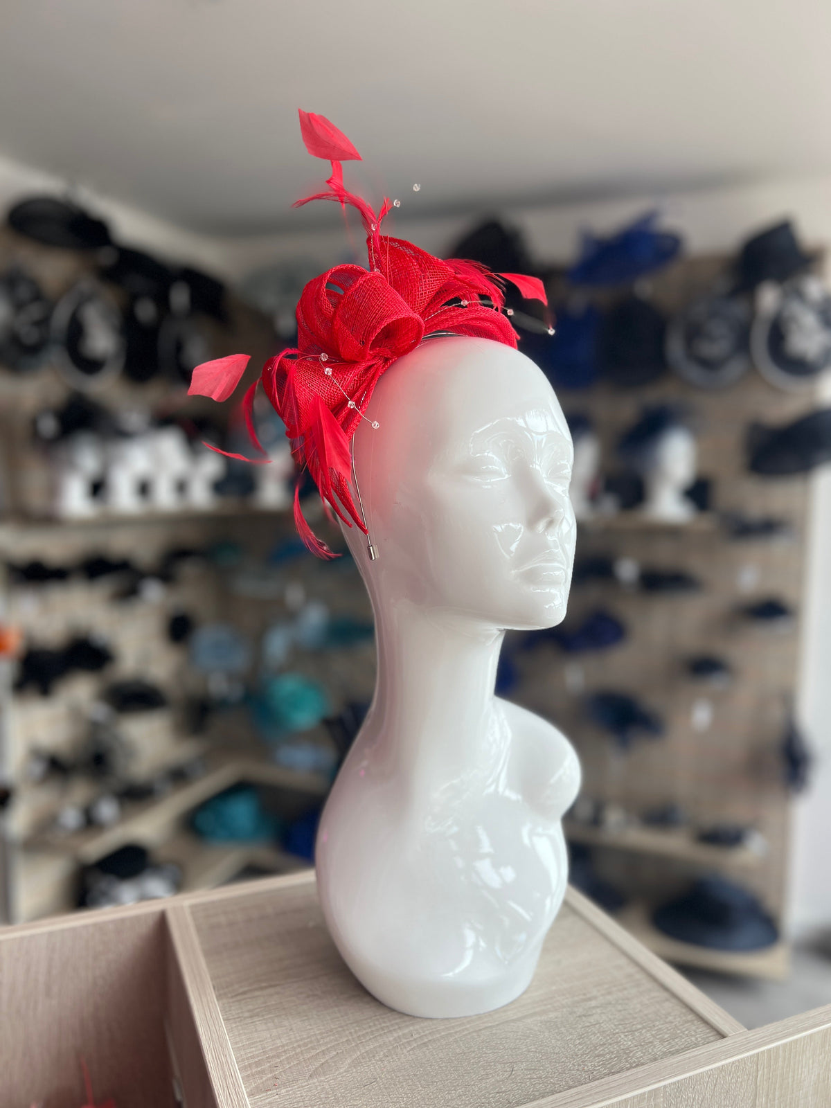 Classic Sinamay Poppy Red Fascinator-Fascinators Direct