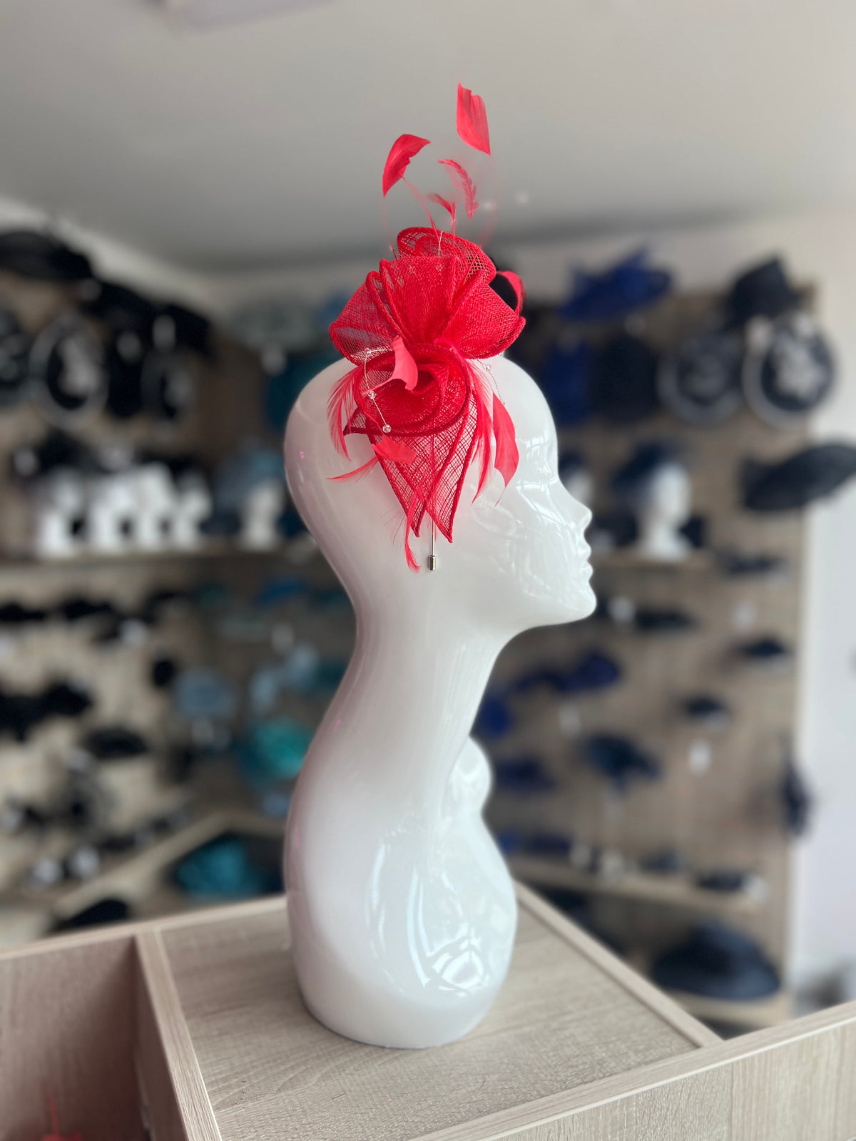 Classic Sinamay Poppy Red Fascinator-Fascinators Direct
