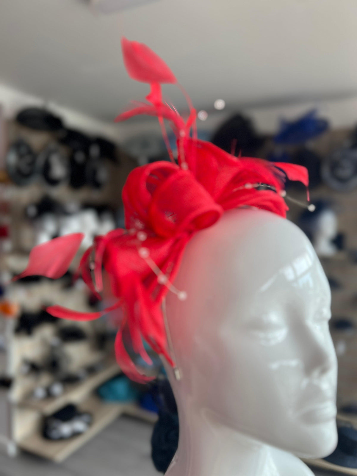 Classic Sinamay Poppy Red Fascinator-Fascinators Direct