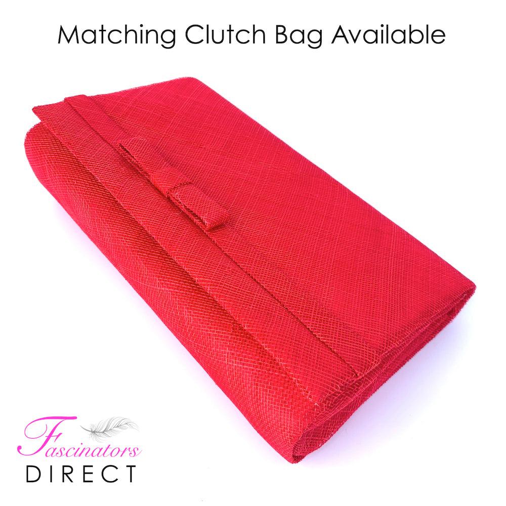 Classic Sinamay Poppy Red Fascinator-Fascinators Direct