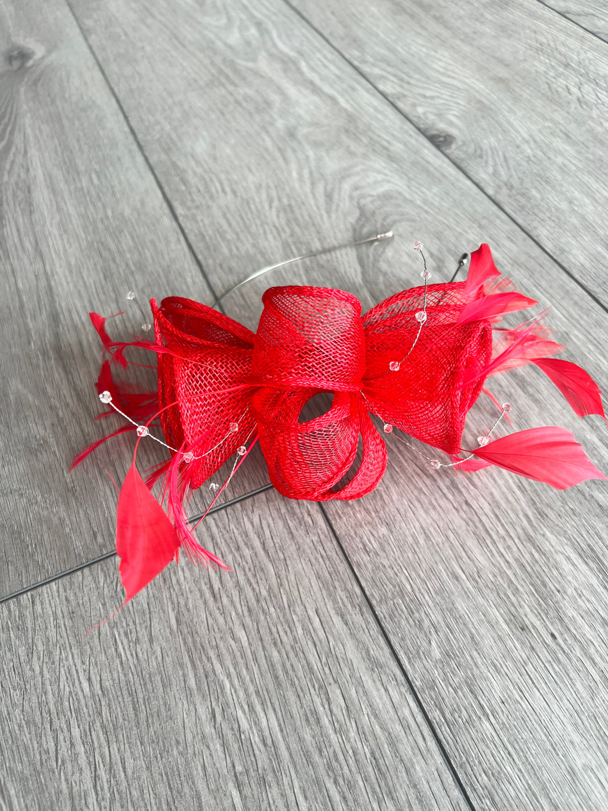 Classic Sinamay Poppy Red Fascinator-Fascinators Direct