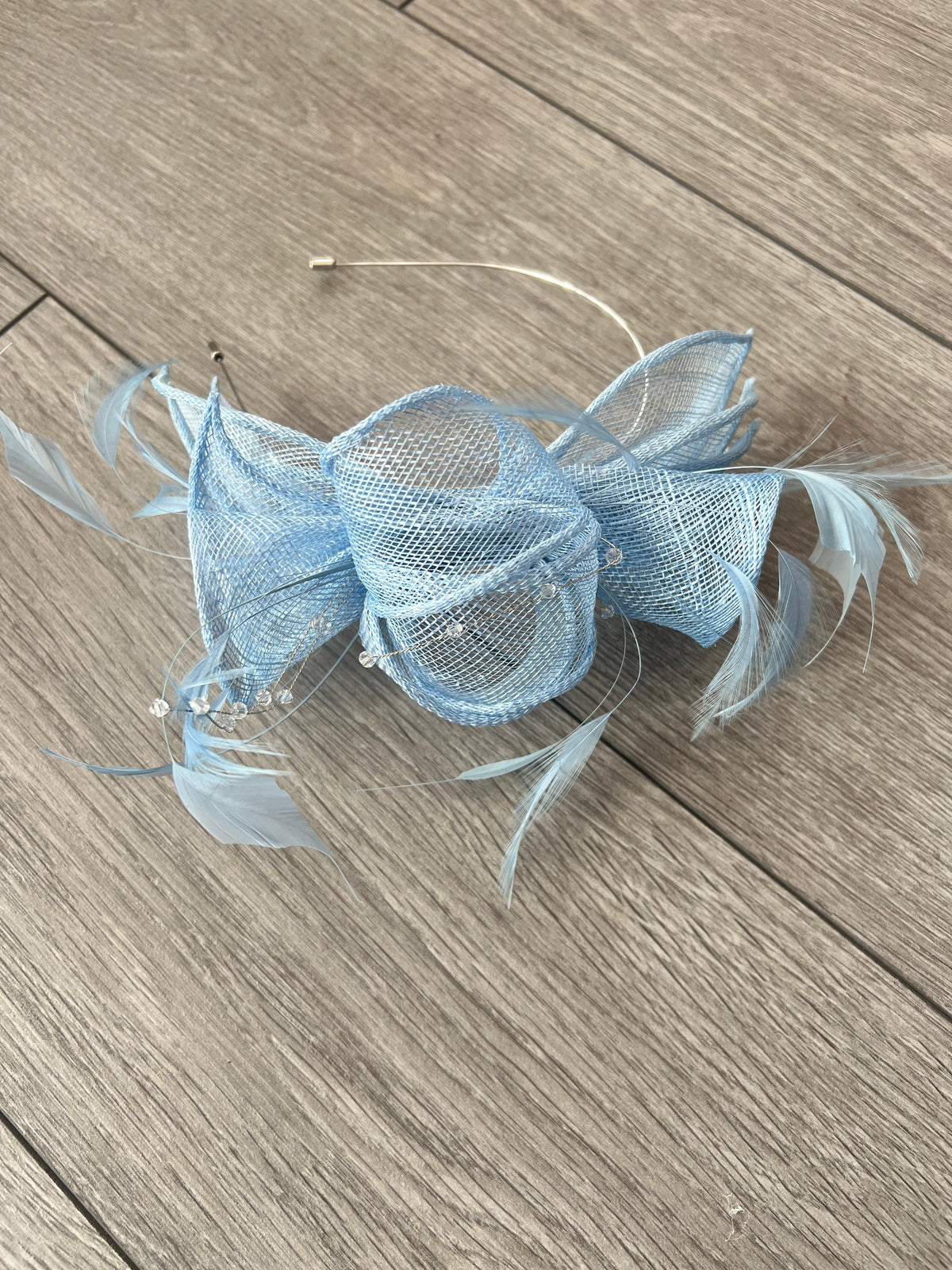 Classic Sinamay Powder Blue Fascinator-Fascinators Direct