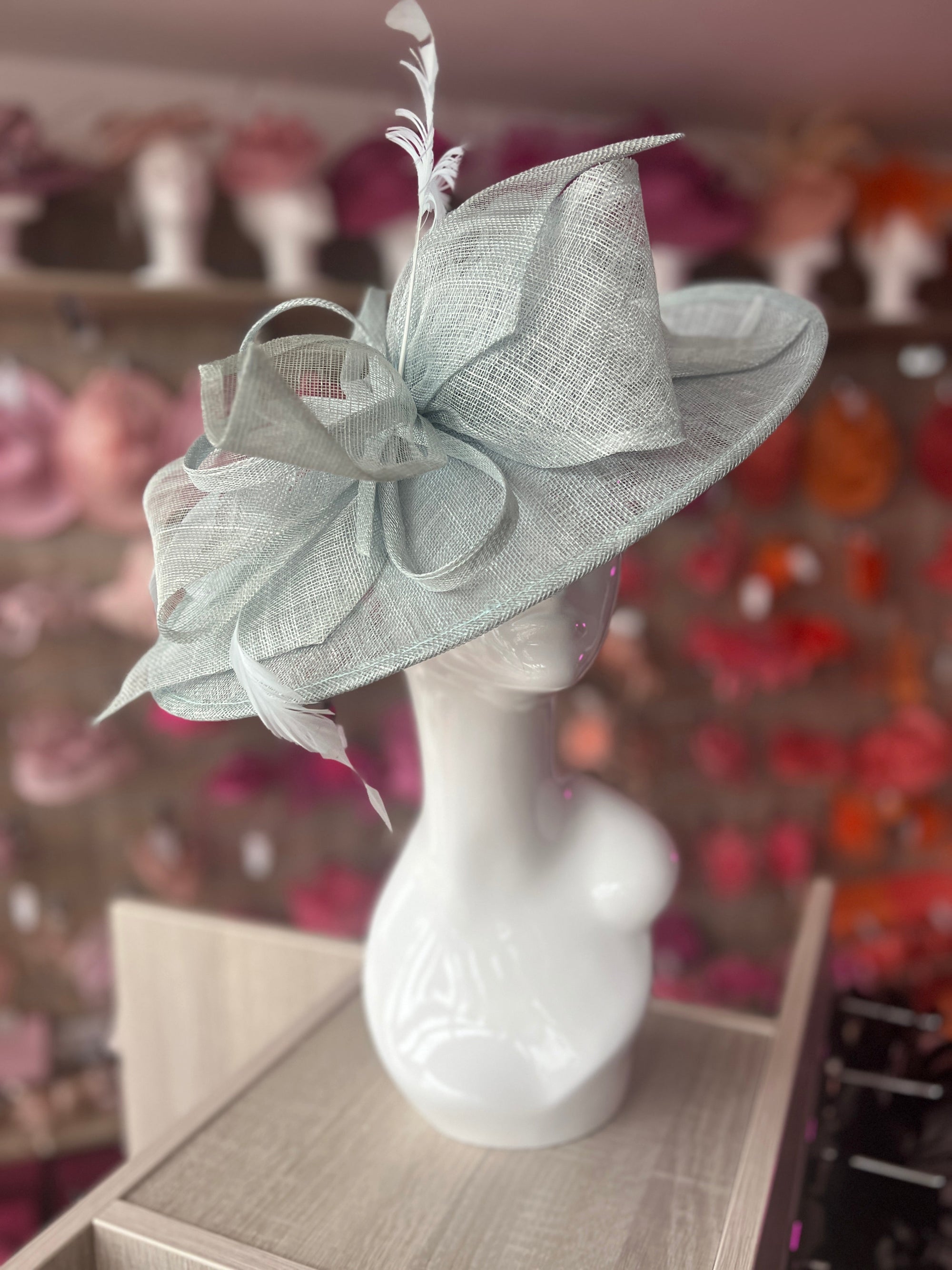 Classic Sinamay Powder Blue Hatinator with Bow-Fascinators Direct