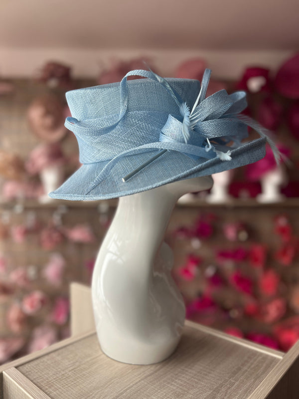 Classic Sinamay Light Blue Powder Blue Wedding Hat for Weddings