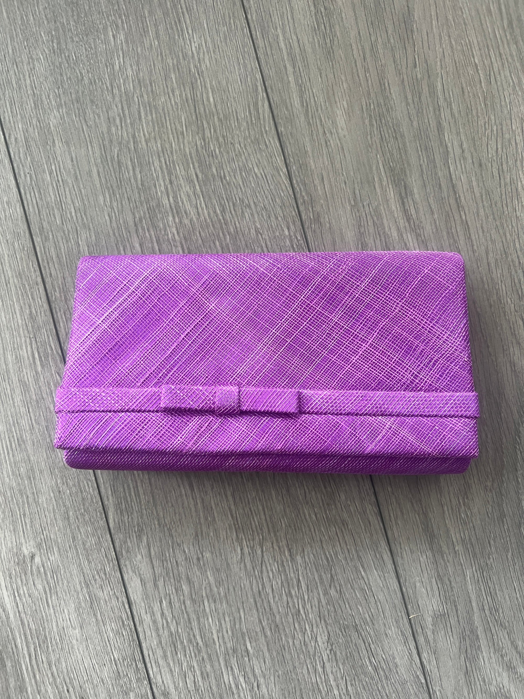 Classic Sinamay Purple Clutch Bag For Weddings-Fascinators Direct