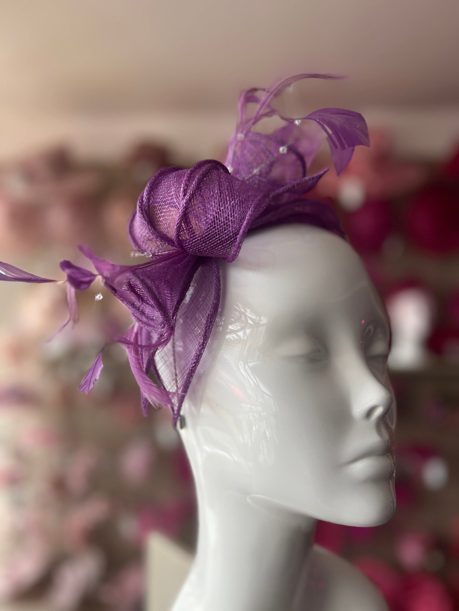 Classic Sinamay Purple Fascinator-Fascinators Direct