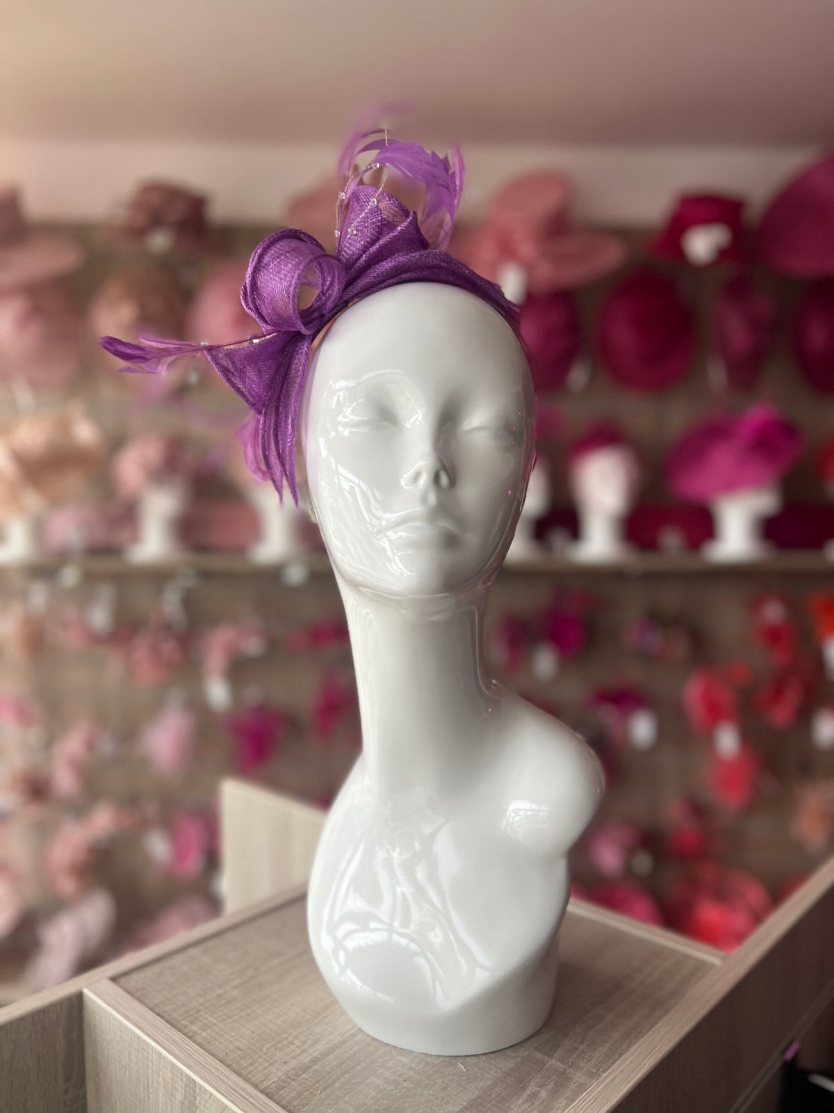 Classic Sinamay Purple Fascinator-Fascinators Direct